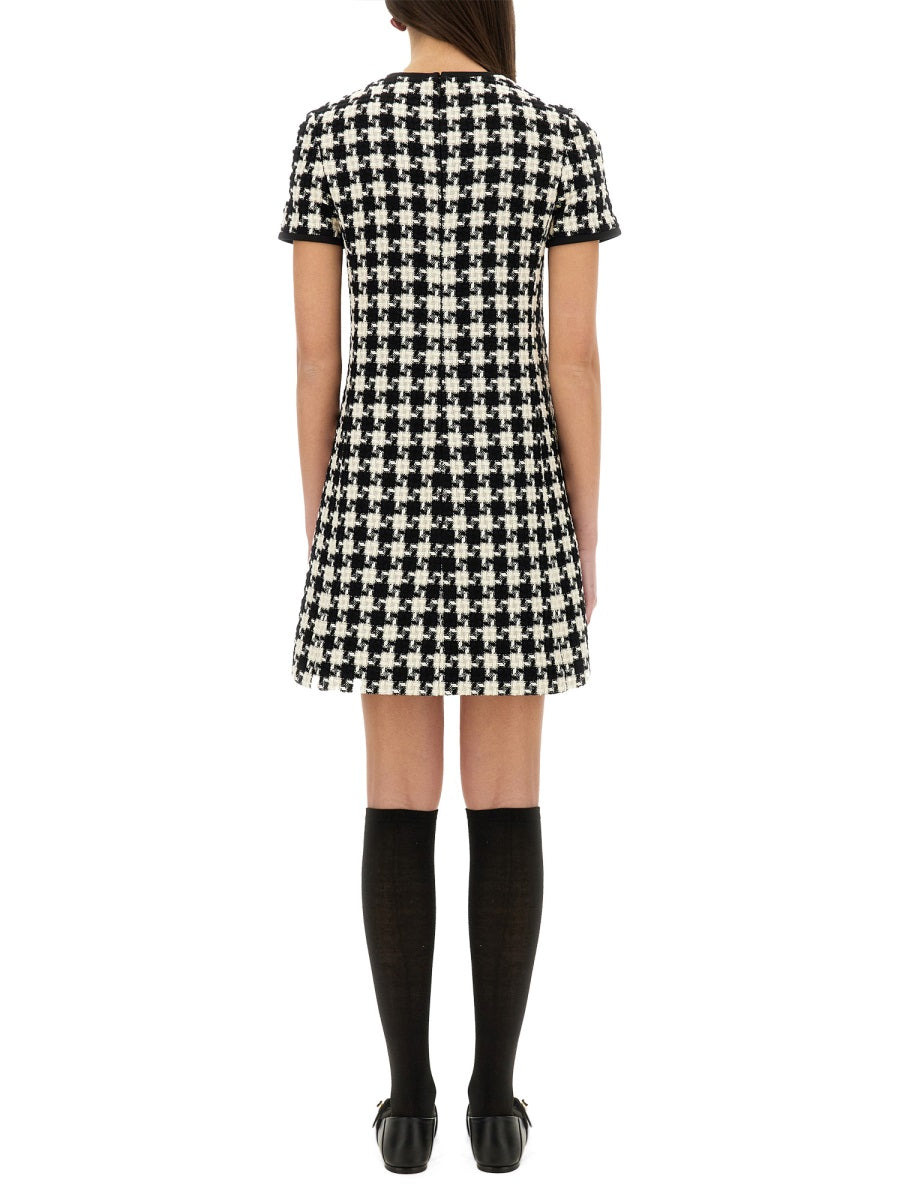 Valentino Women Embroidered Damier Light Tweed Short Dress - 3