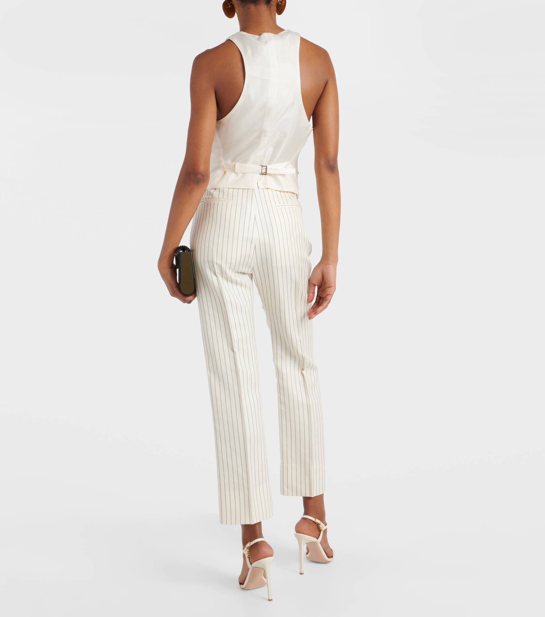 Pinstripe wool and silk-blend vest - 3