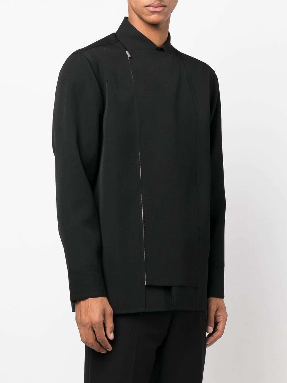 off-centre zip wool shirt - 3