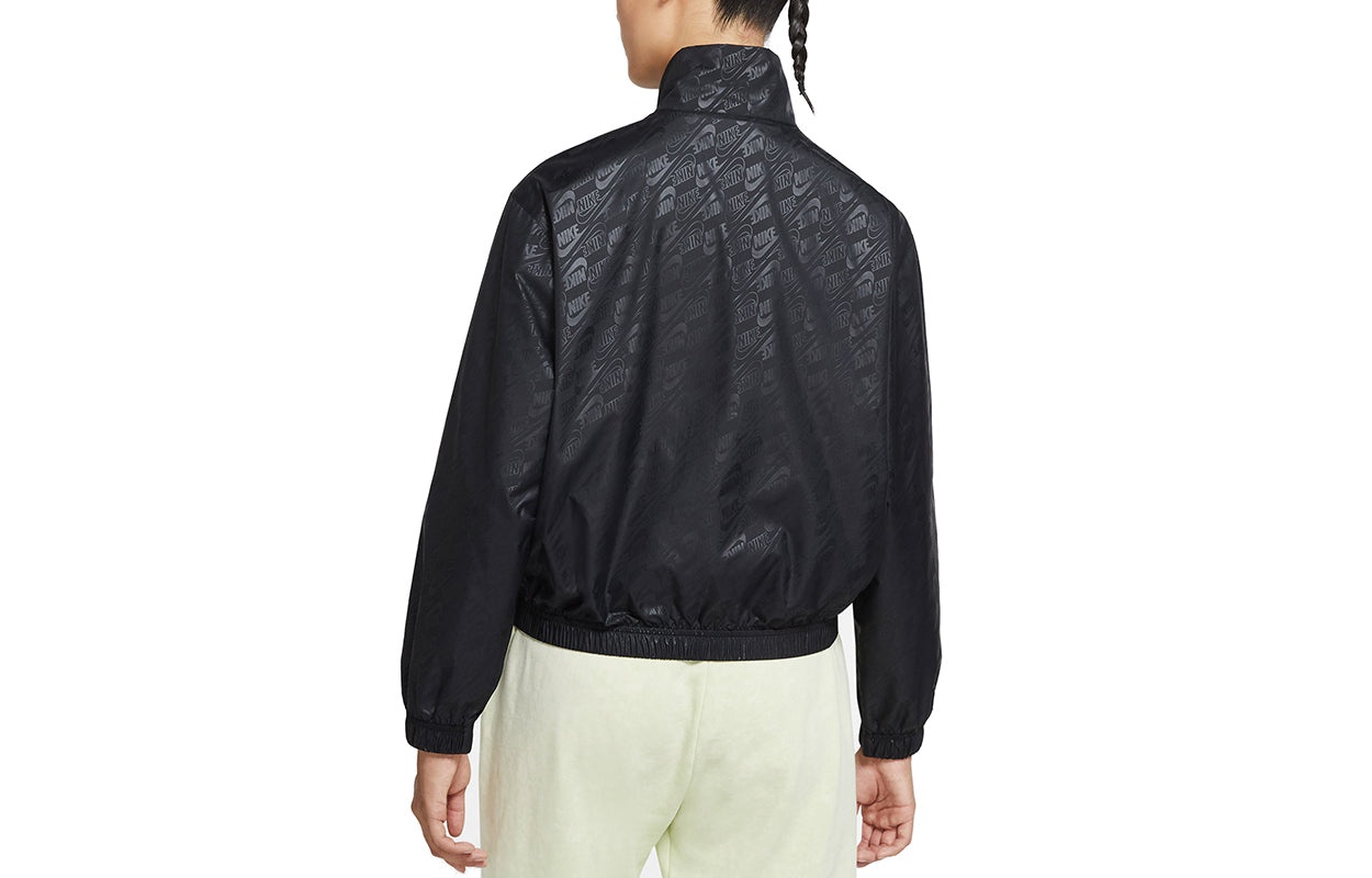 (WMNS) Nike Sportswear Full Print Logo Loose Sports Woven Jacket Black DD5787-010 - 2