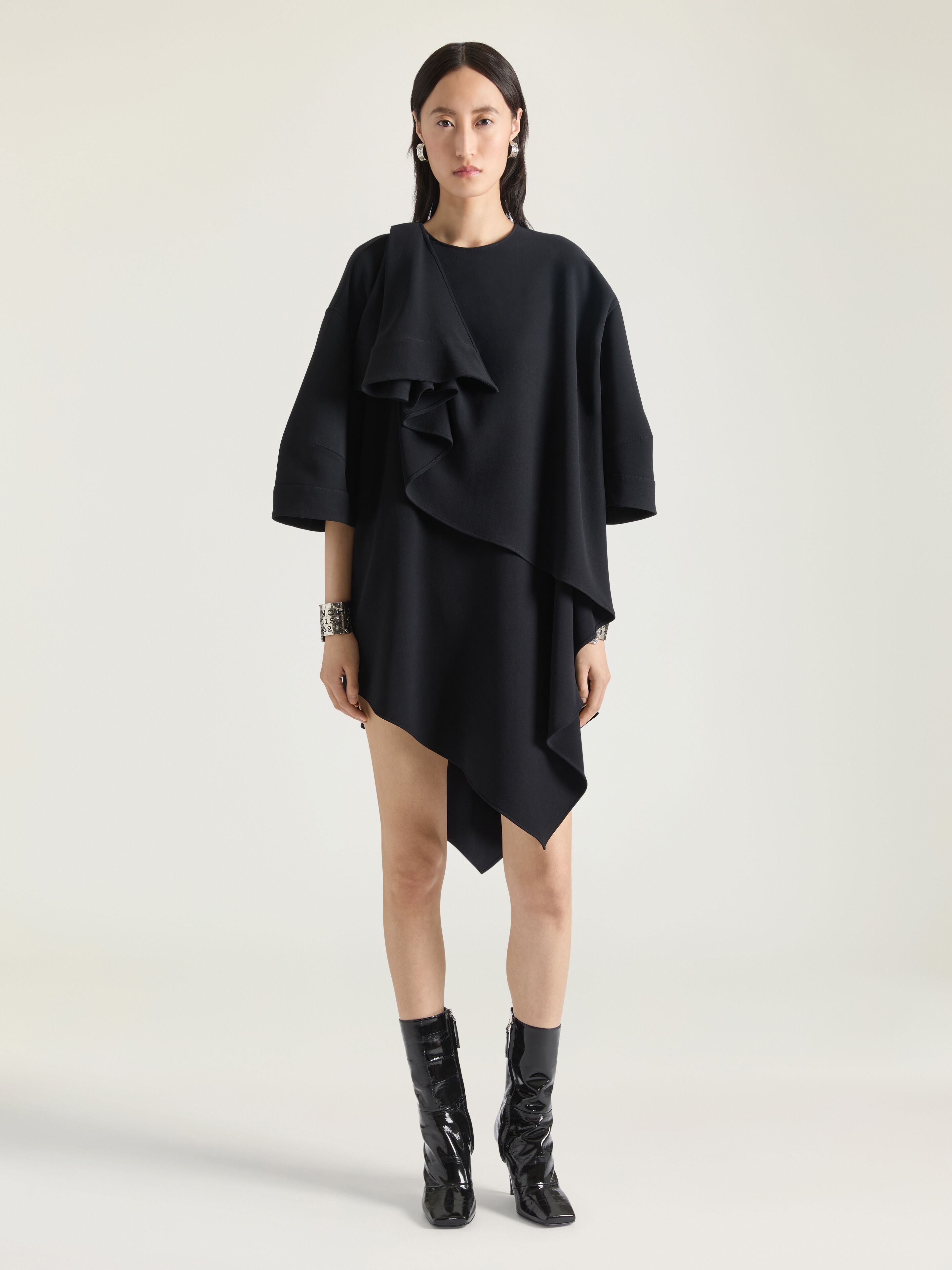 ASYMMETRIC DRESS IN CREPE CADY WITH BOW DETAIL - 2