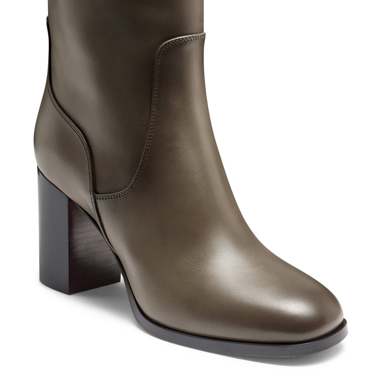 Women's grey leather high-heel boot - 5