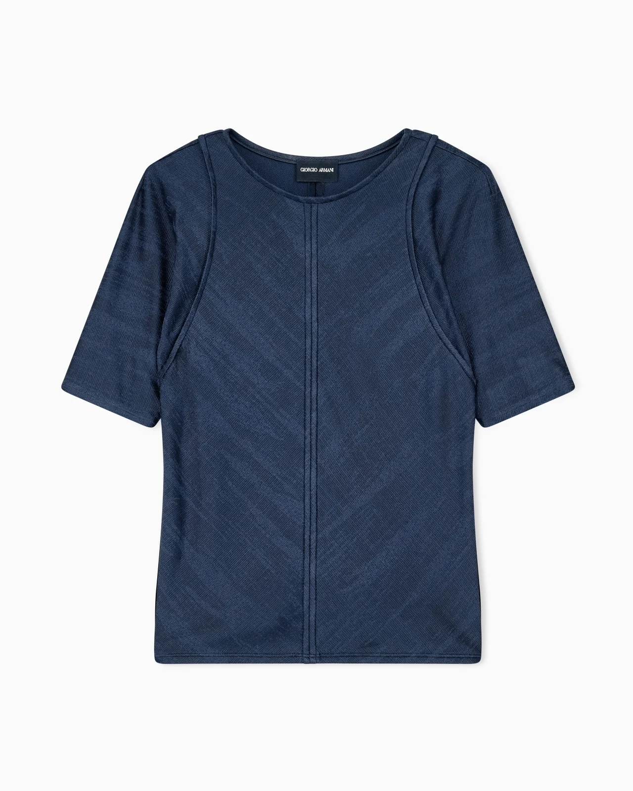 JUMPER SLIM-FIT JACQUARD VISCOSE T-SHIRT WITH TANK EFFECT - 1