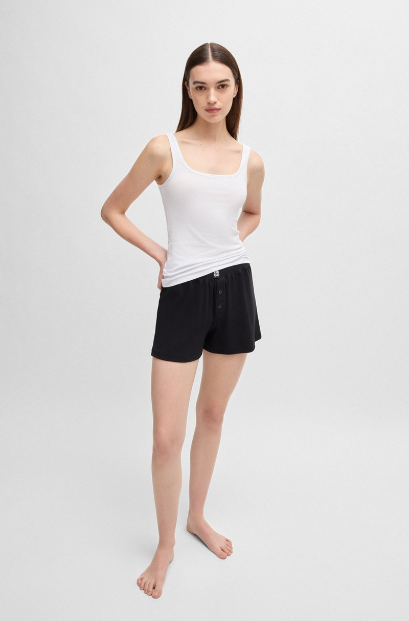 HUGO RIBBED PAJAMA SHORTS IN STRETCH COTTON WITH STACKED LOGO outlook