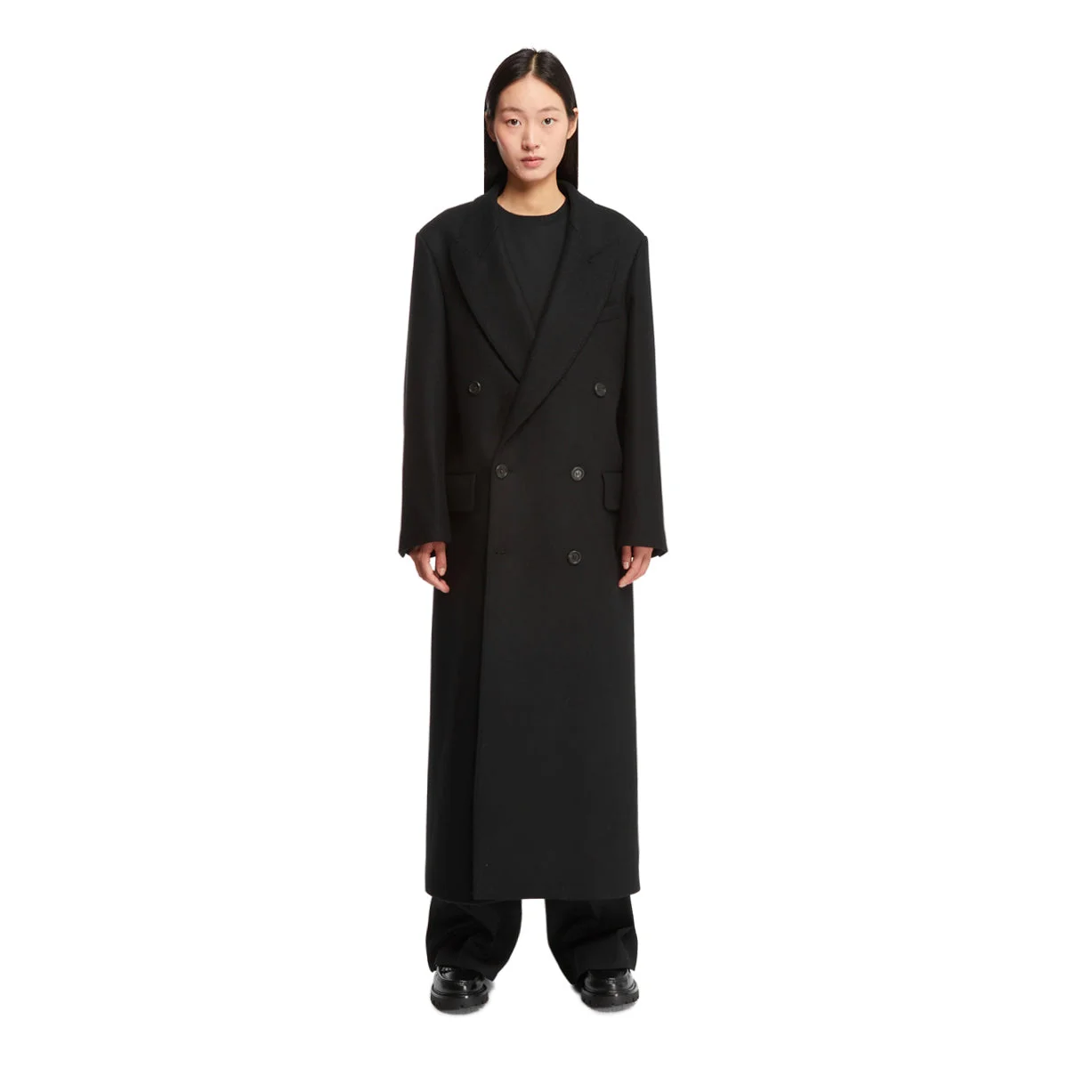 Black Wool Hadi Coat - 1