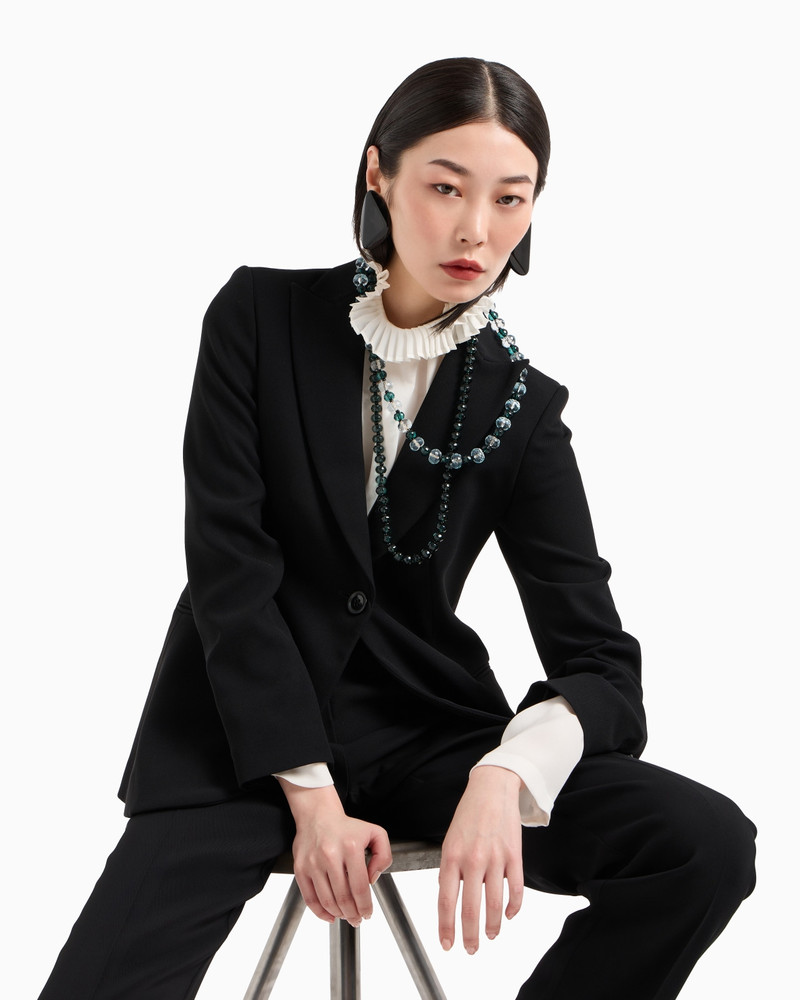 Single-breasted jacket in technical gabardine 6