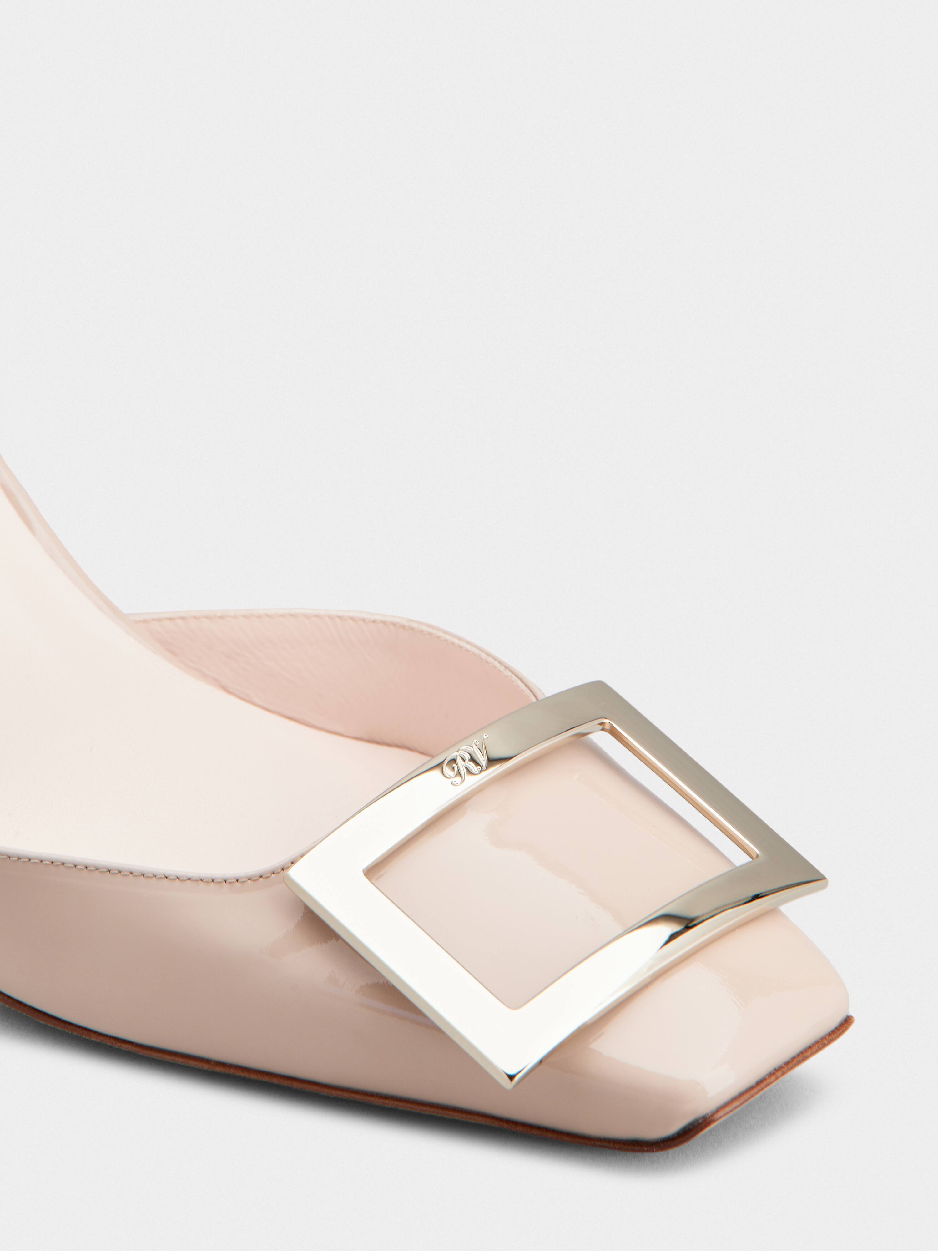 Trompette Metal Buckle Slingback Pumps in Patent Leather - 3