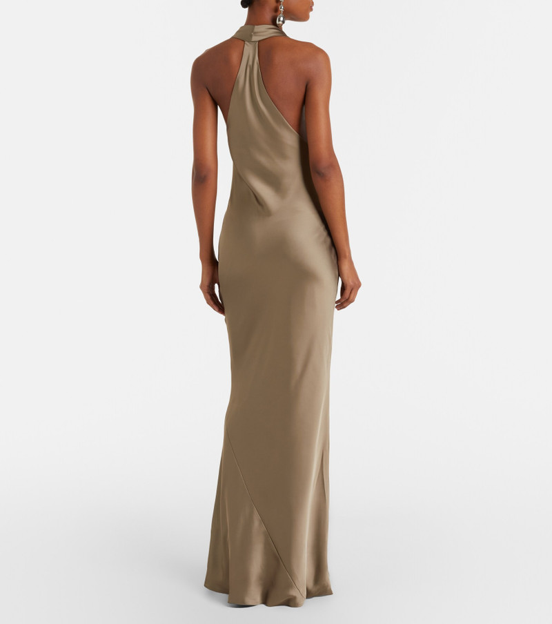 Draped halterneck satin gown 5