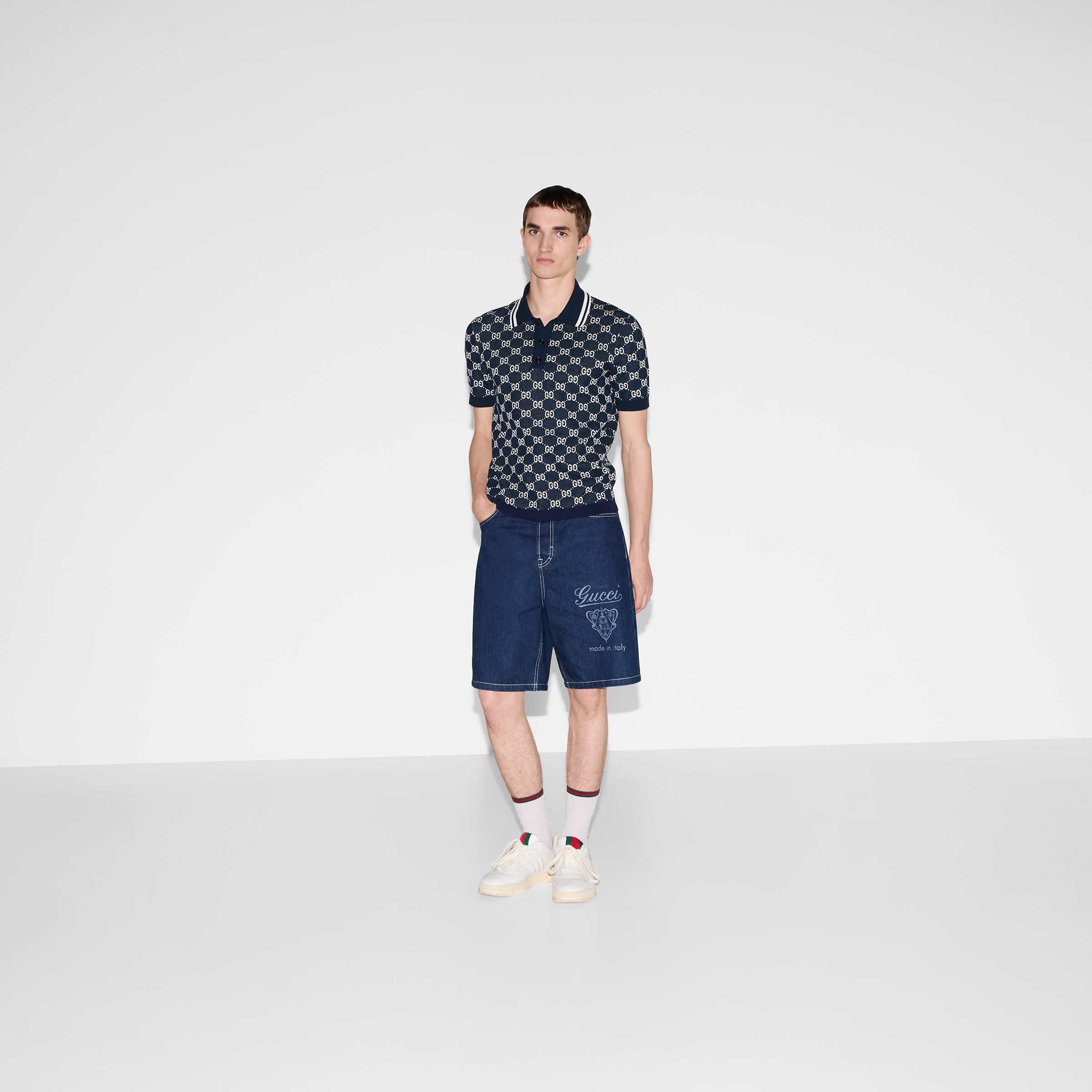 GG cotton knit jacquard polo shirt - 2