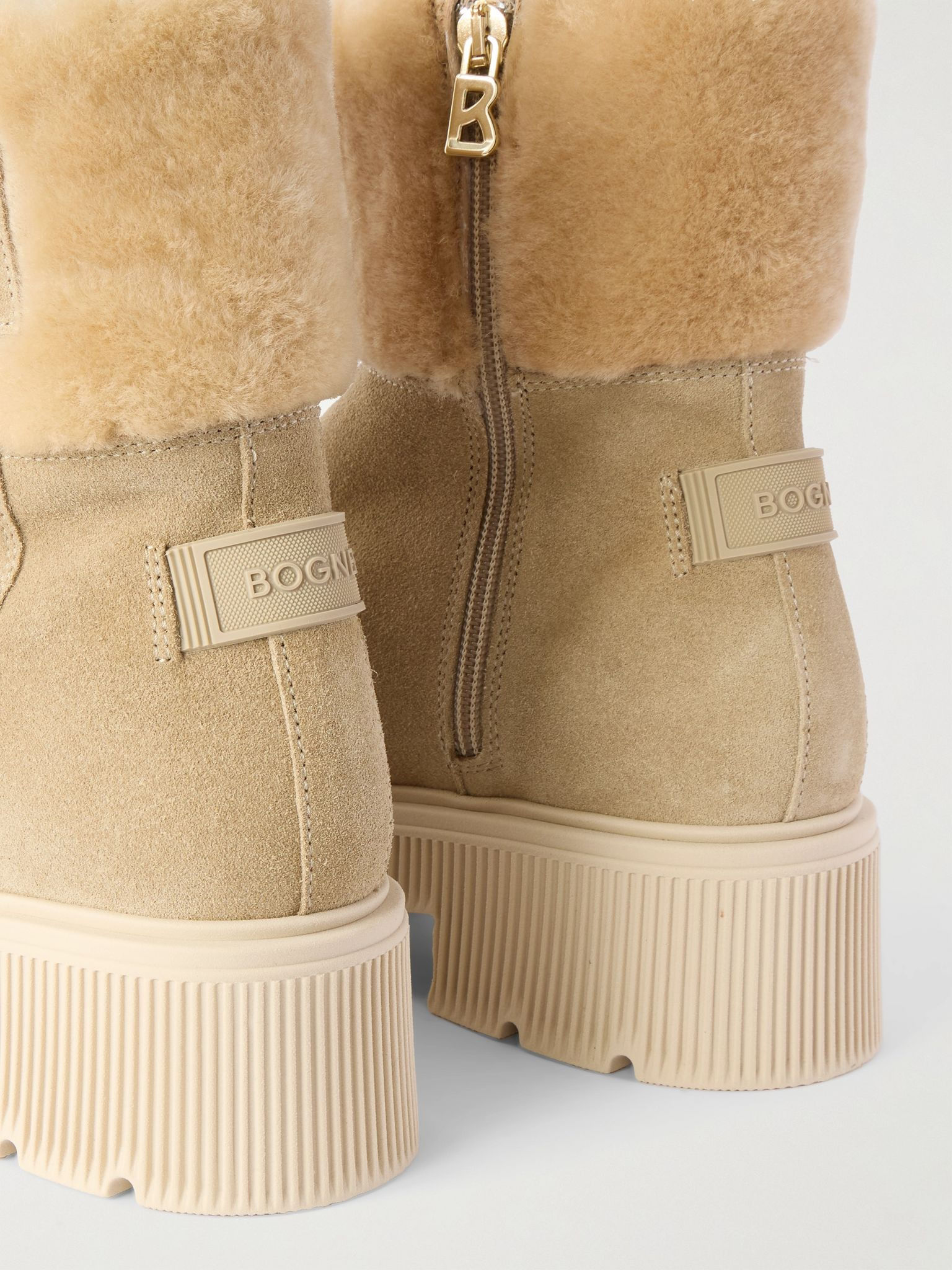 Turin 6 shearling-trimmed suede ankle boots Beige - 4