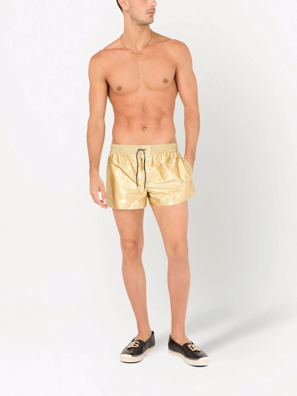 drawstring metallic swim shorts - 2