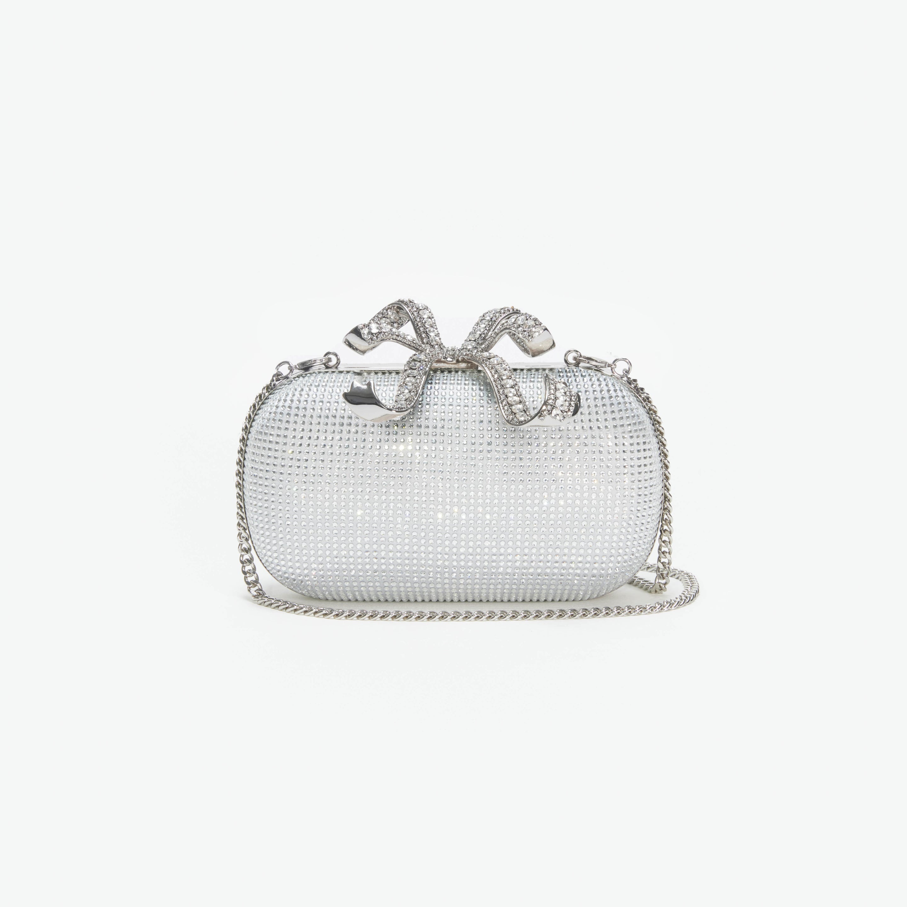 Silver Rhinestone Bow Clutch - 4