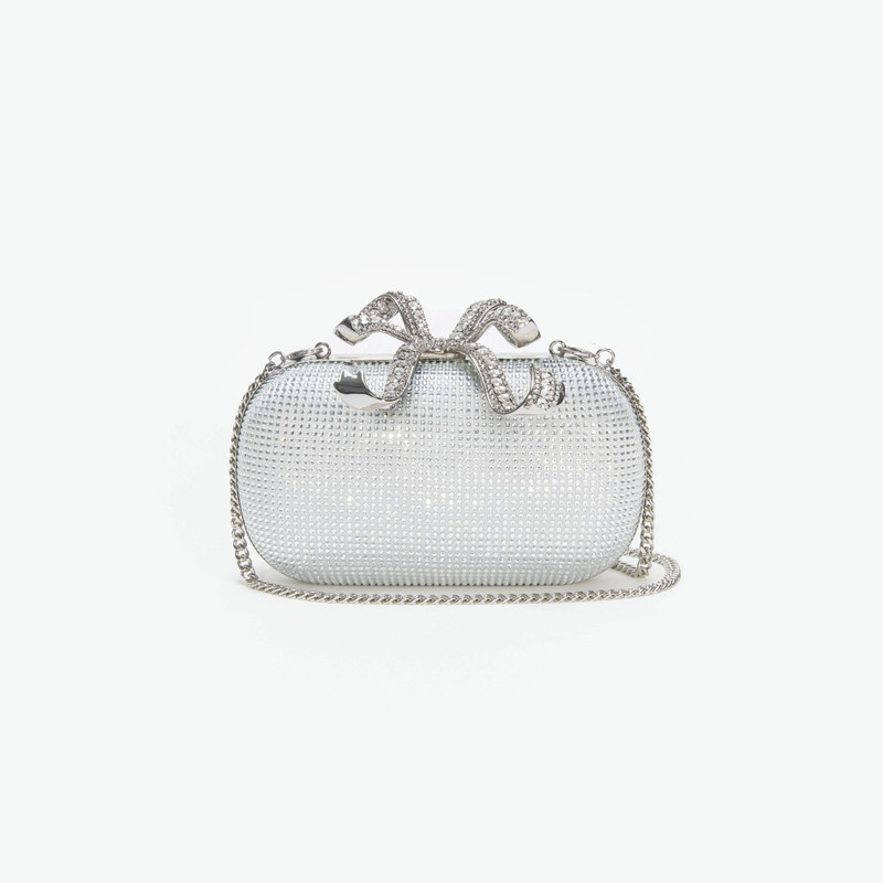 Silver Rhinestone Bow Clutch 4