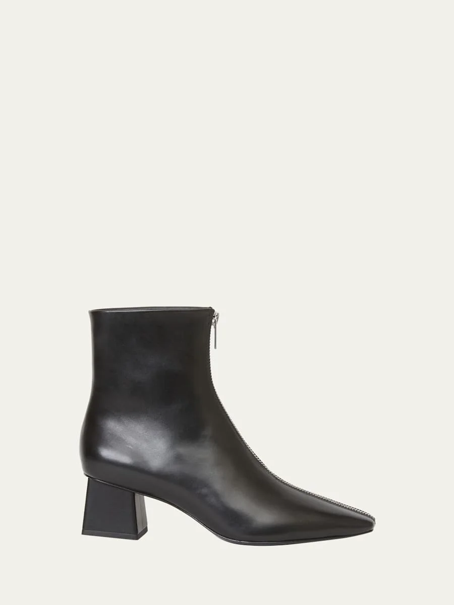 Ryder Leather Zip Ankle Booties - 1