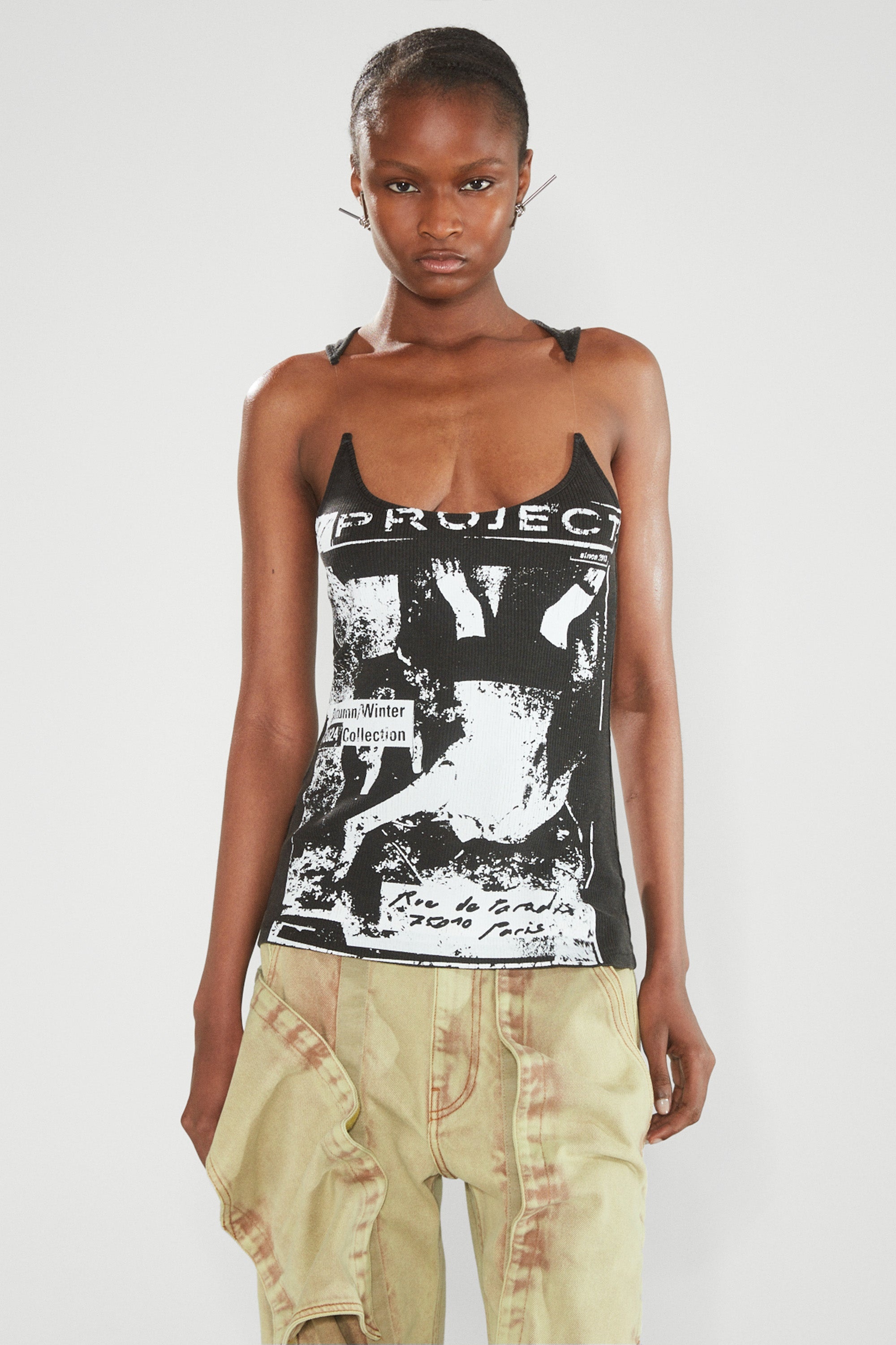 Rock Band Print Invisible Strap Tank Top - 5