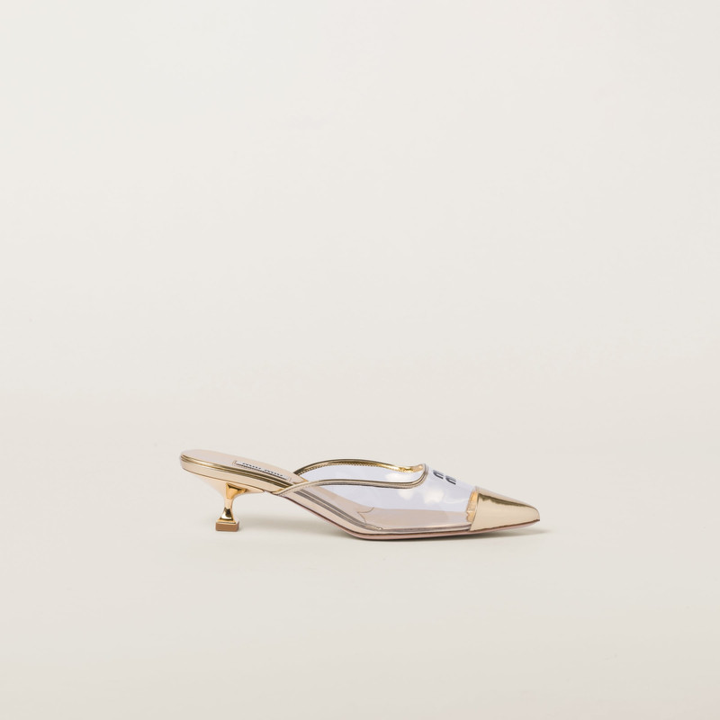 Metallic leather and Plexiglas mules 1