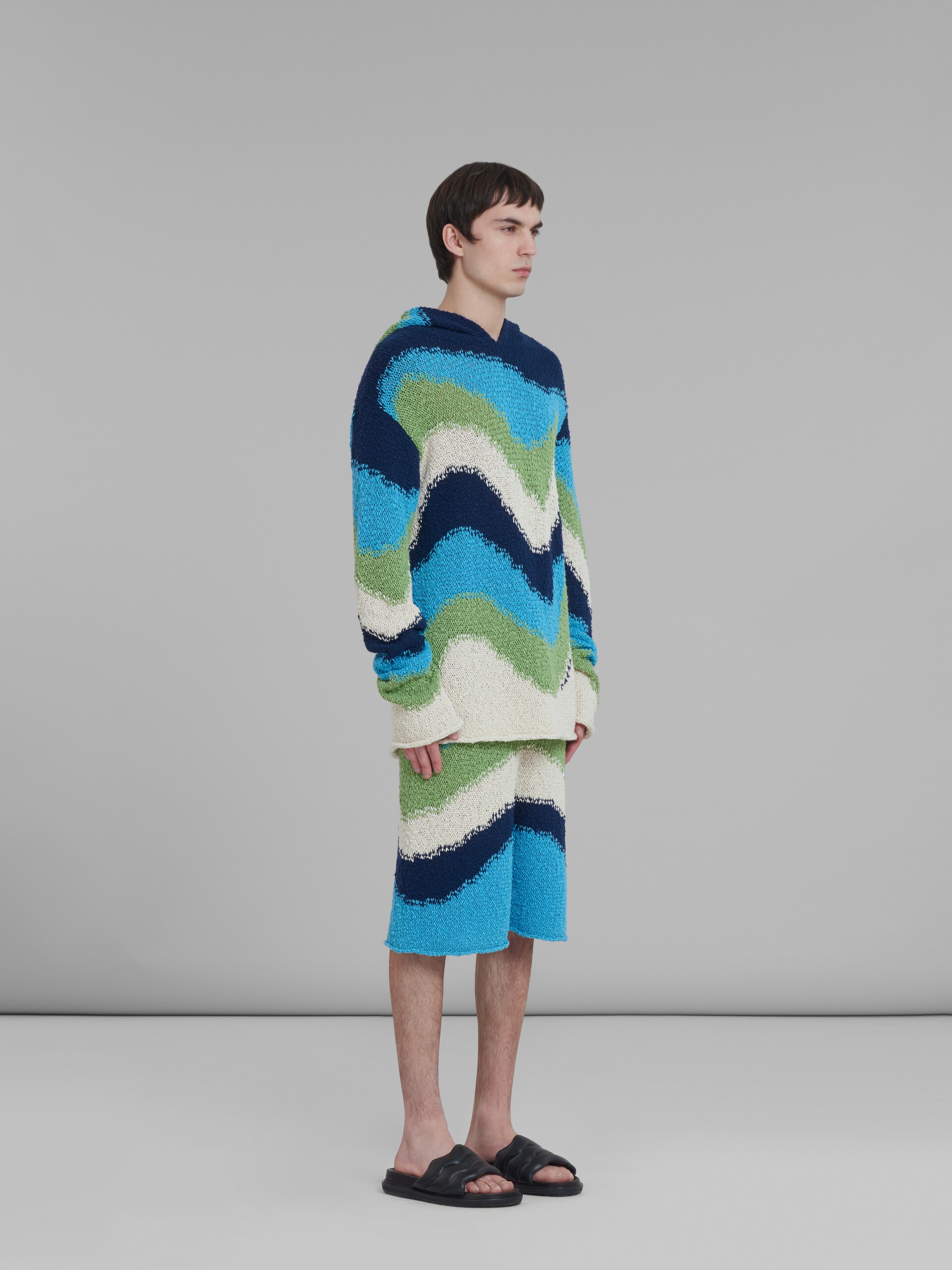 BLUE COTTON JUMPER WITH HOOD - 5