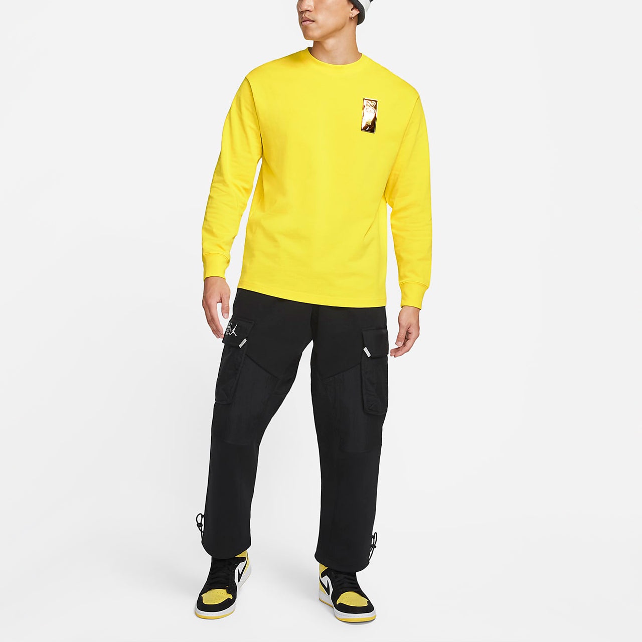 Air Jordan 23 Engineered Athleisure Casual Sports Embossing Label Round Neck Pullover Yellow CV3012- - 3