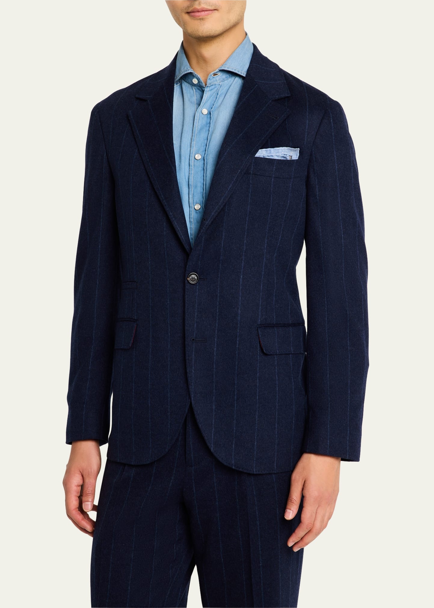 Men's Wool-Cashmere Pinstripe Suit - 4