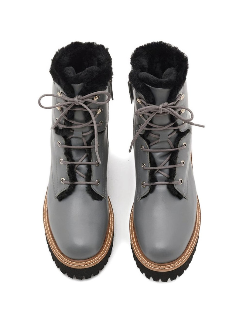 shearling-trim lace-up combat boots 4