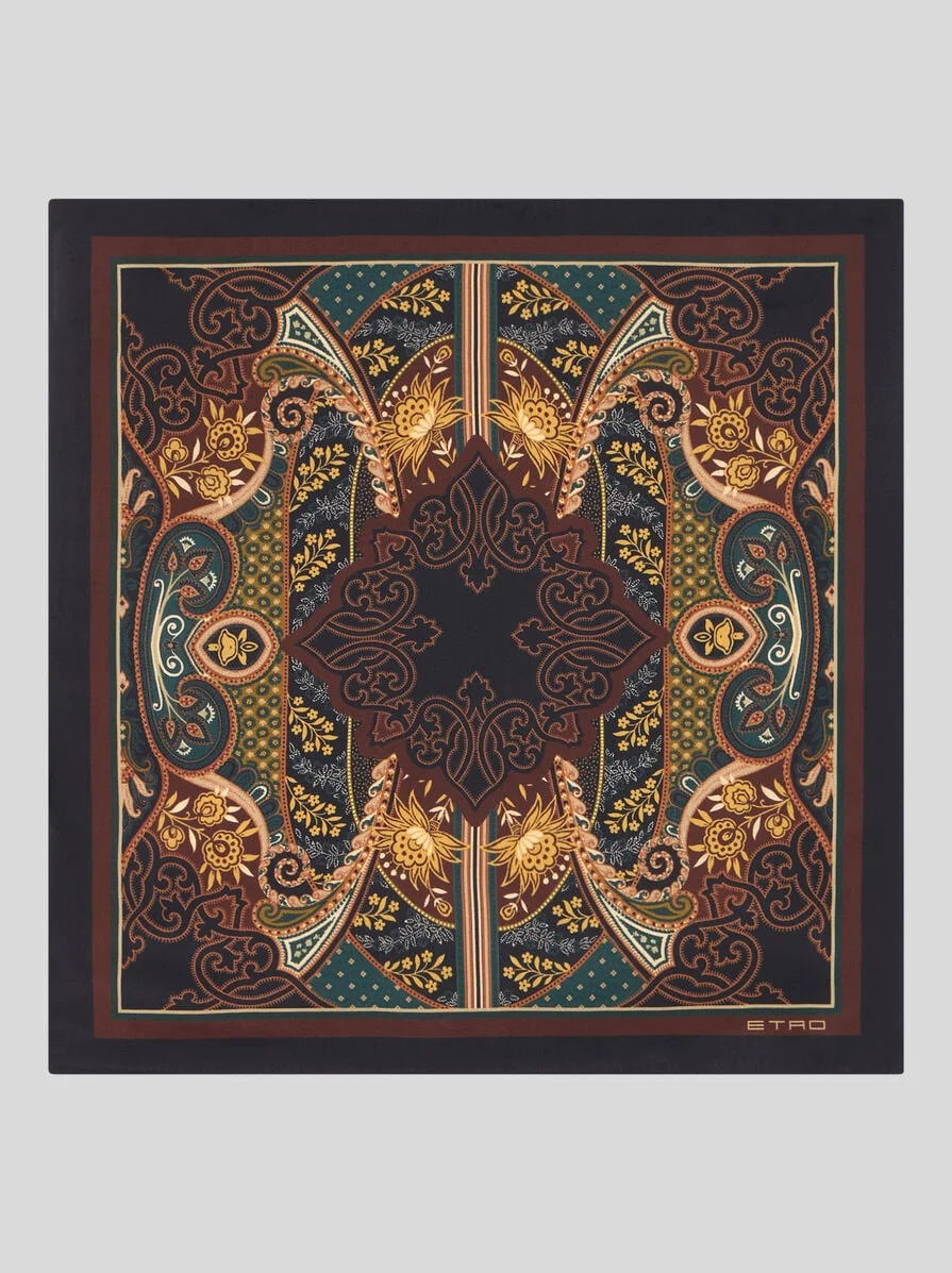 SILK POCKET SQUARE WITH PAISLEY MOTIF - 1