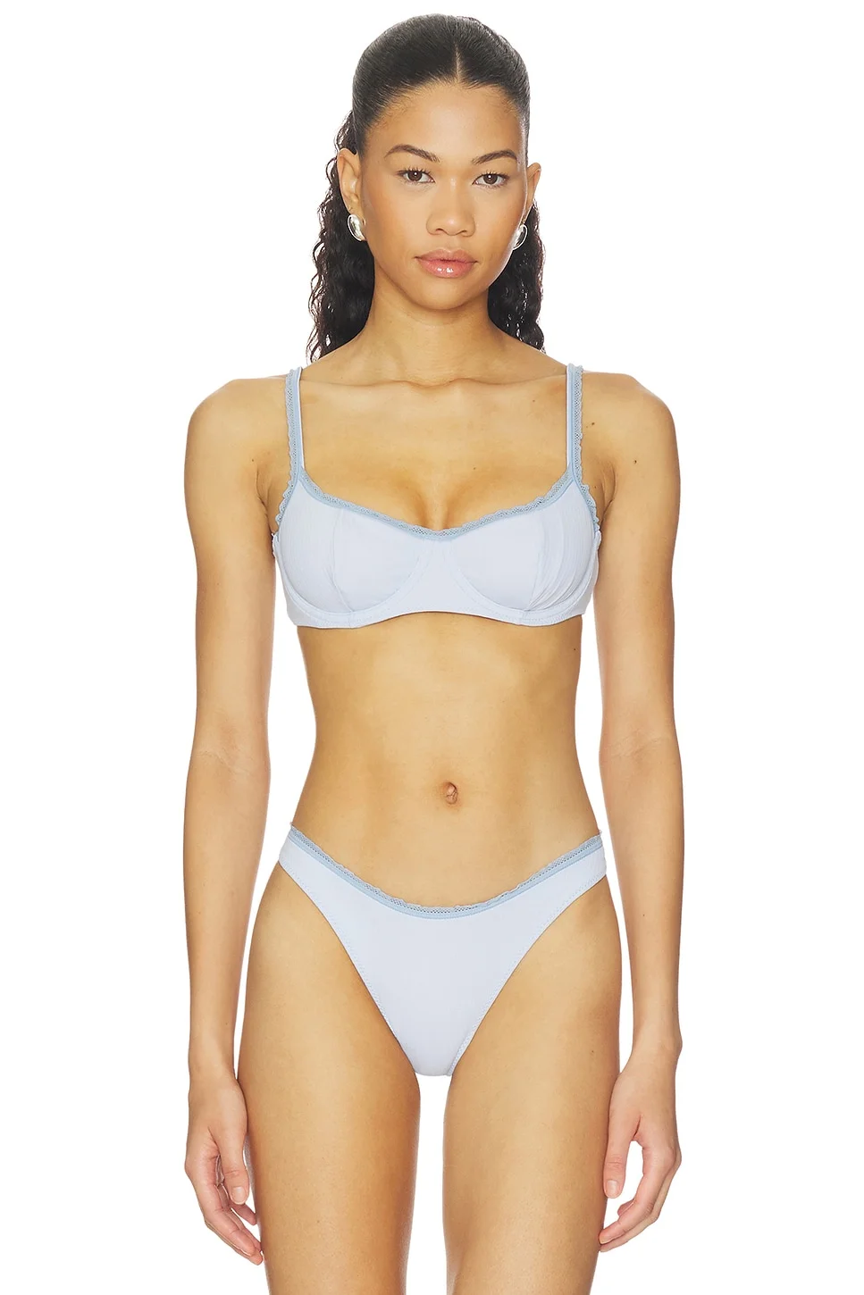 X Paige Lorenze Cola Ribbed Bikini Top - 1