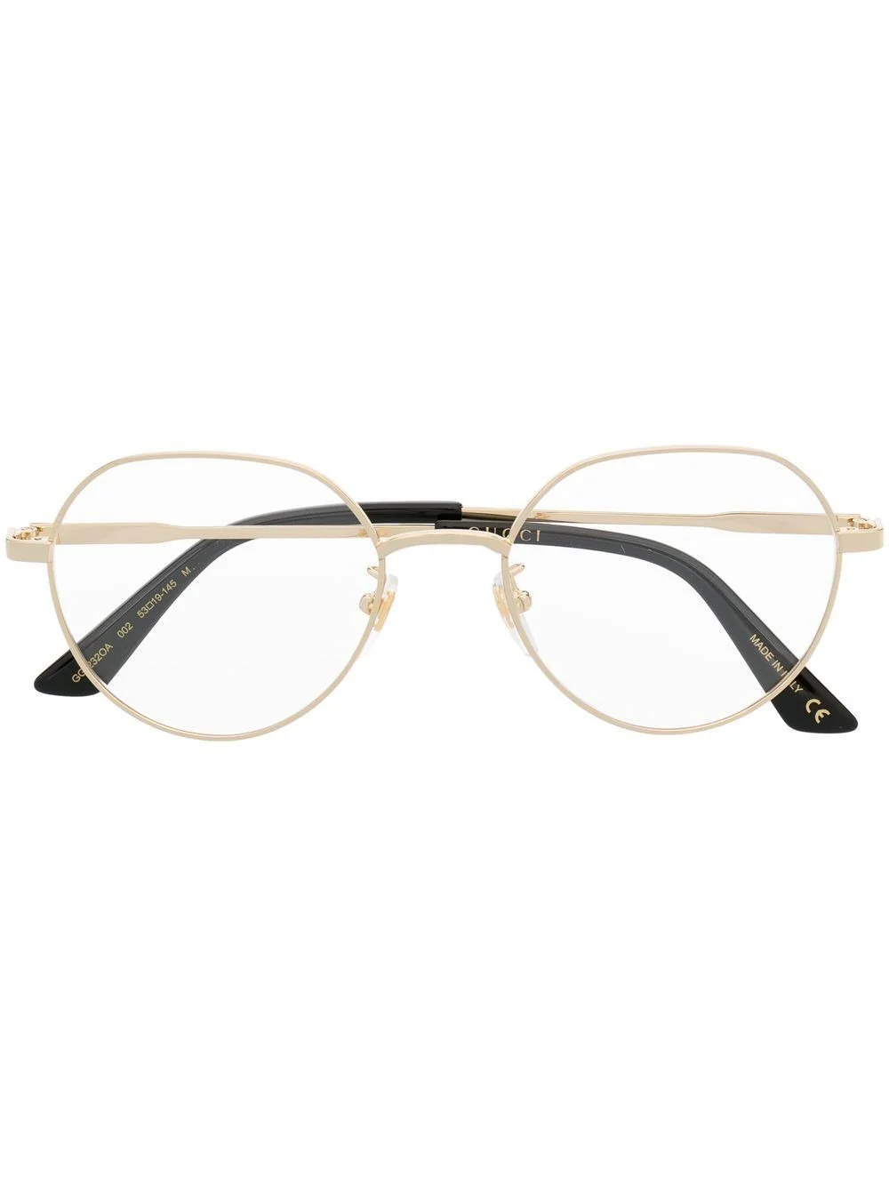 logo-engraved round-frame glasses - 1