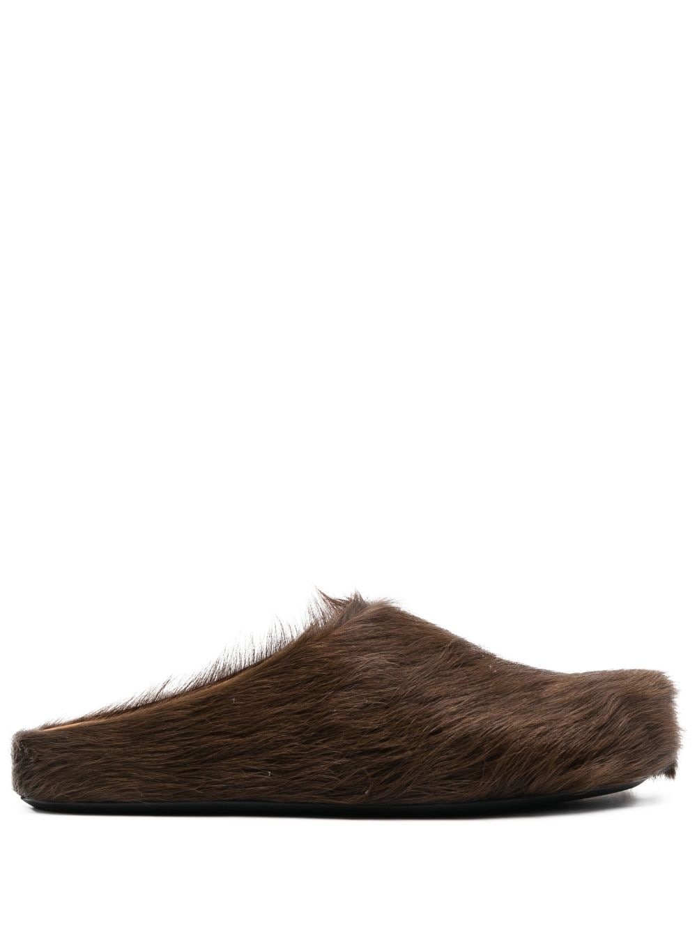 fur-trimmed sabot slippers - 1
