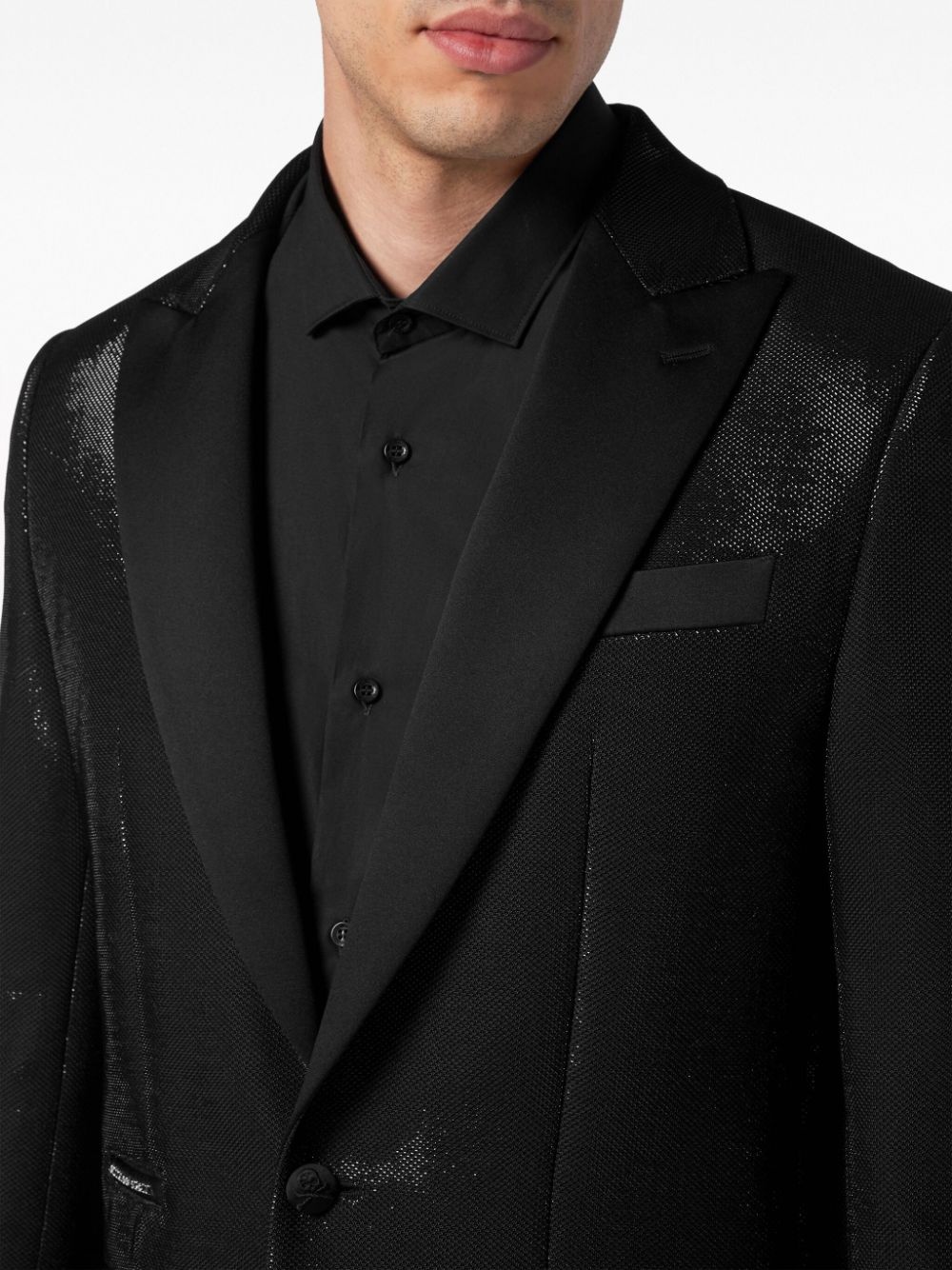 single-breasted lurex blazer - 4