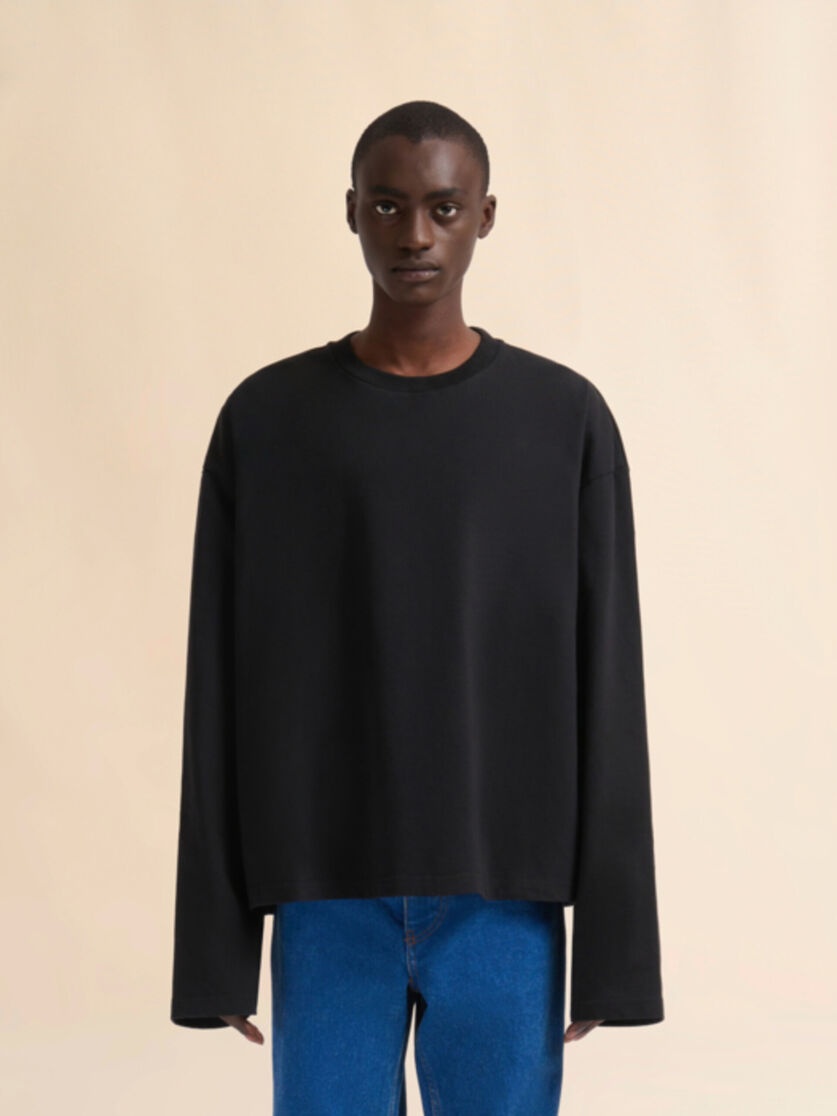 BLACK OVERSIZED ORGANIC COTTON T-SHIRT - 2