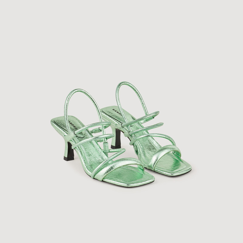 Sandro Metallic leather sandals outlook