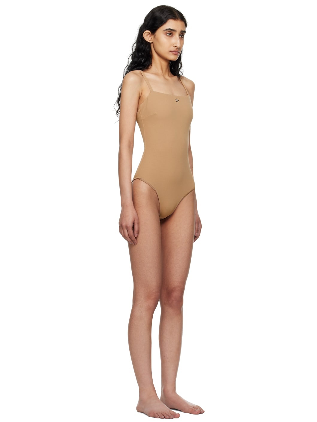 Beige Square Neck Swimsuit - 2