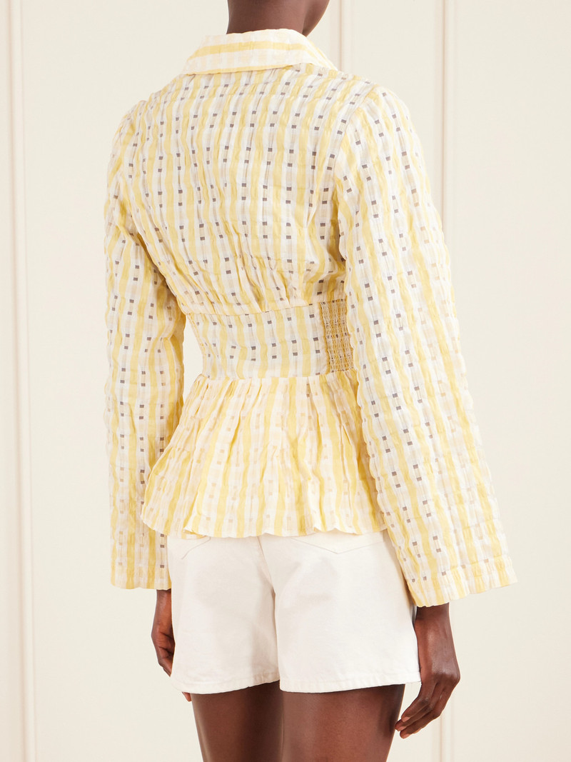 Boogie Woogie Bugle Boy Shirred Checked Seersucker Blouse 3