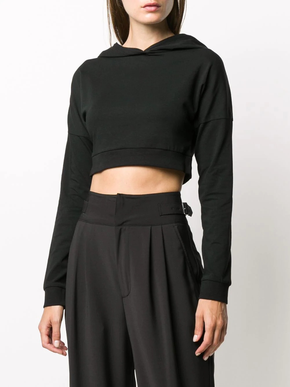 cut-out detail cropped hoodie - 3