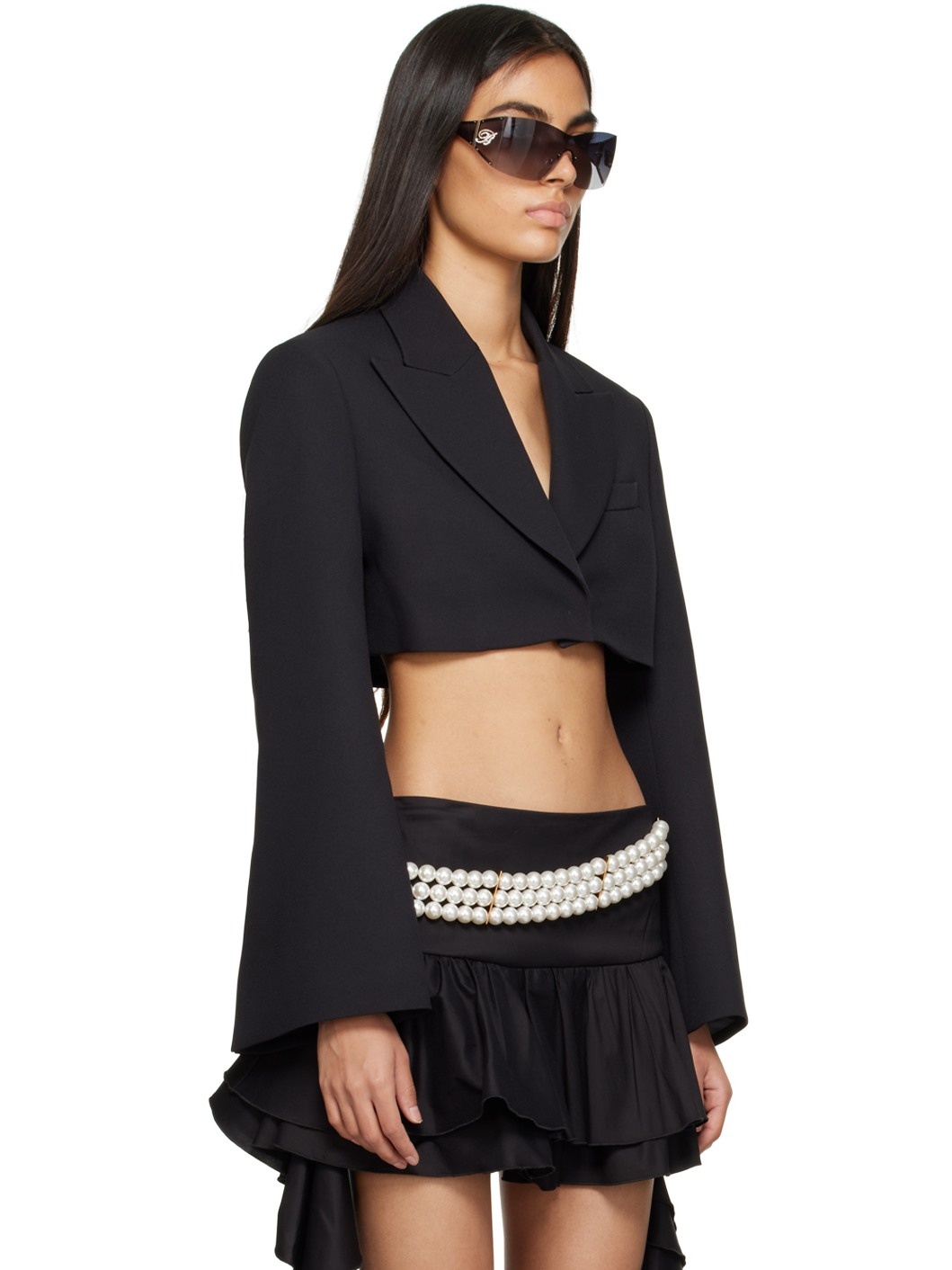 Black Cropped Blazer - 2