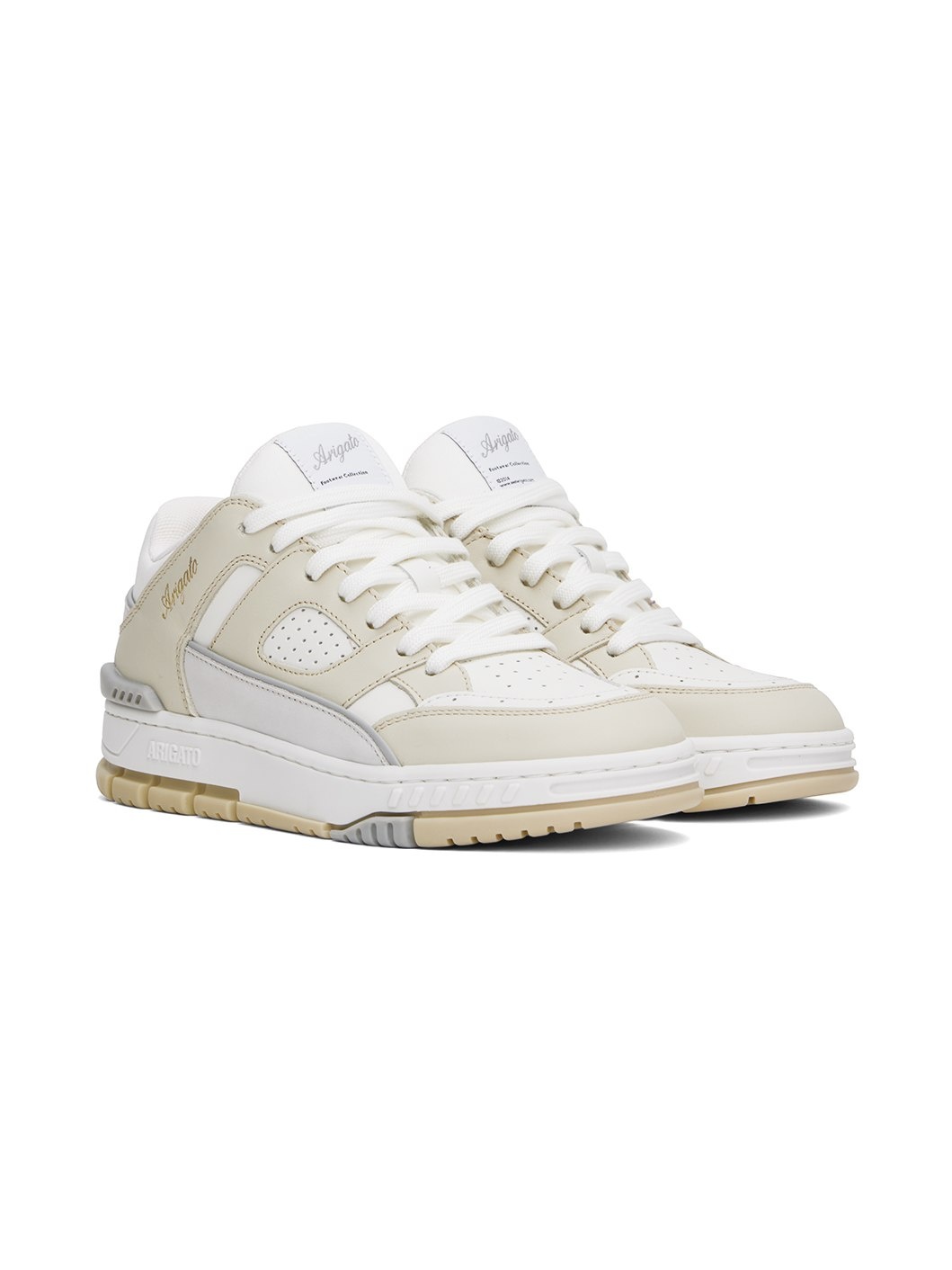 White & Beige Area Lo Sneakers - 4