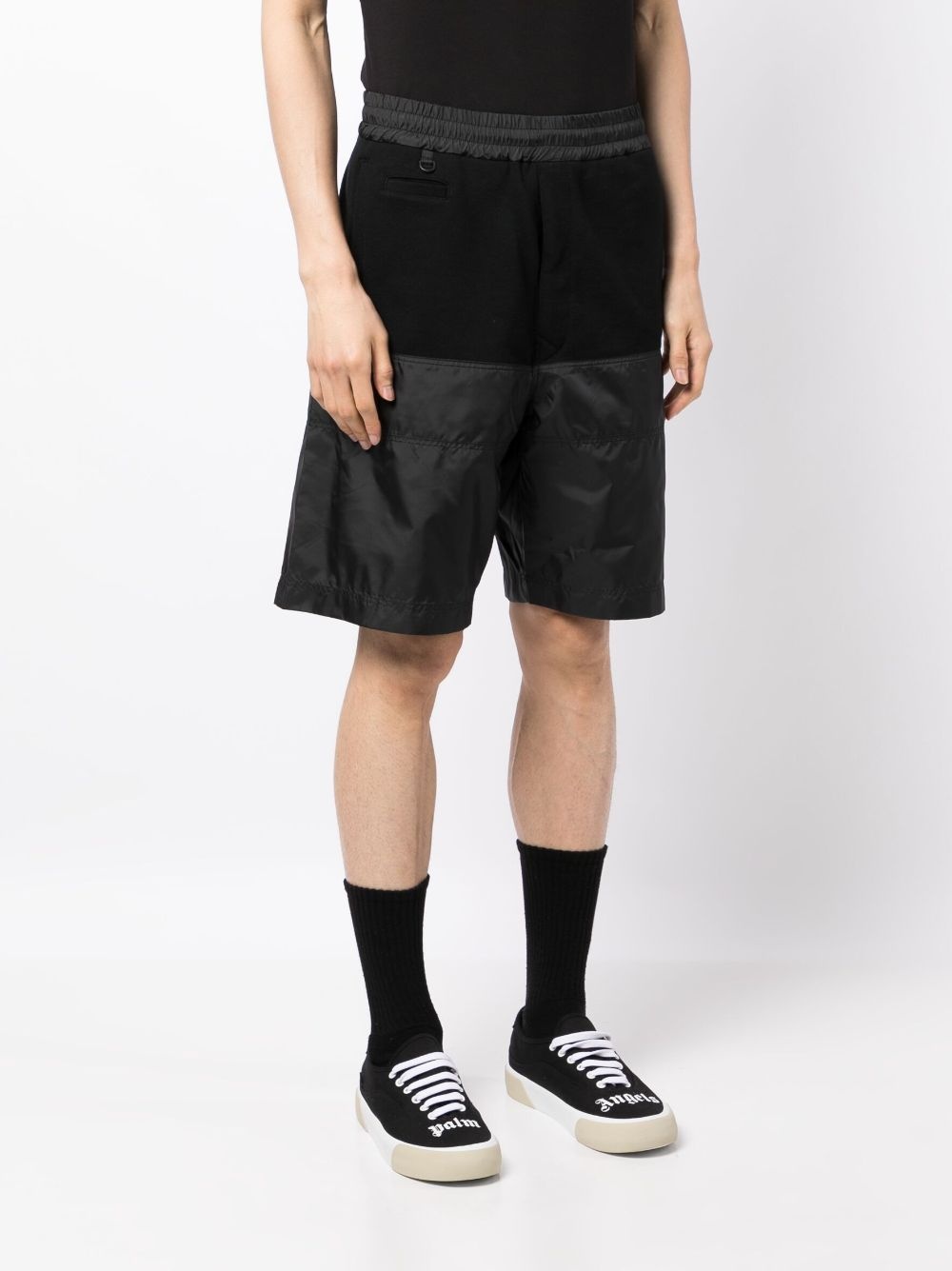 panelled-design elasticated-waistband track shorts - 3