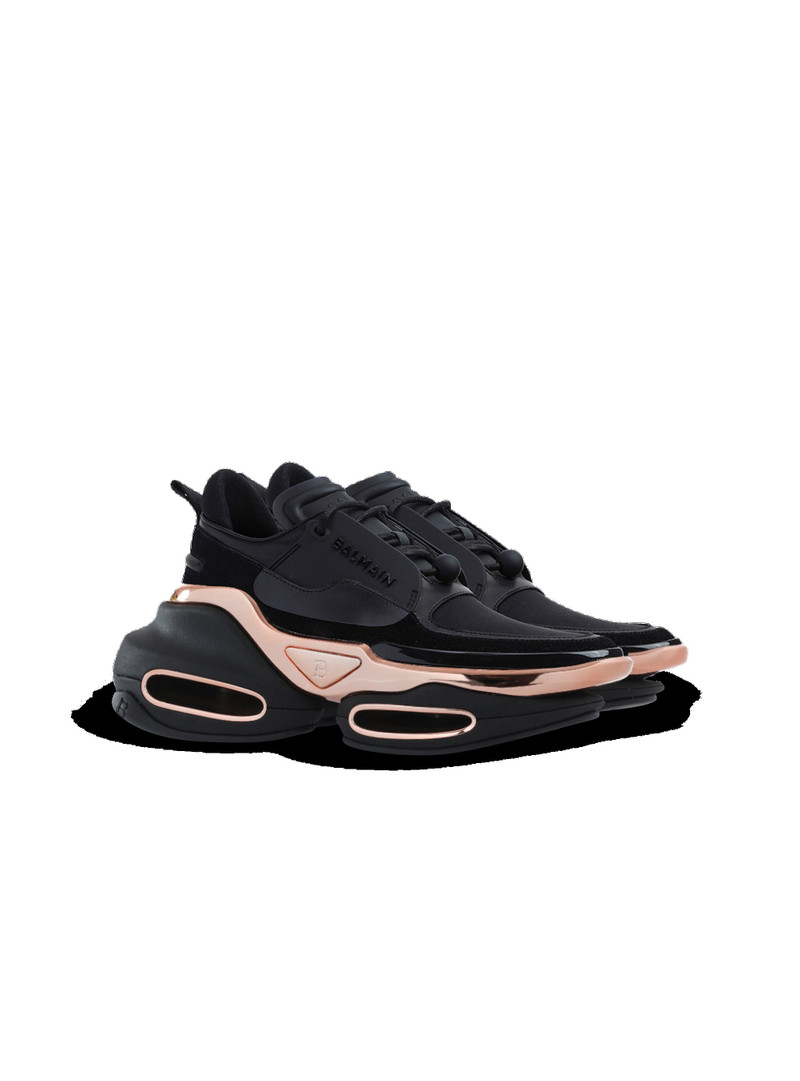 Balmain Leather, metal and suede B-Bold low-top sneakers outlook