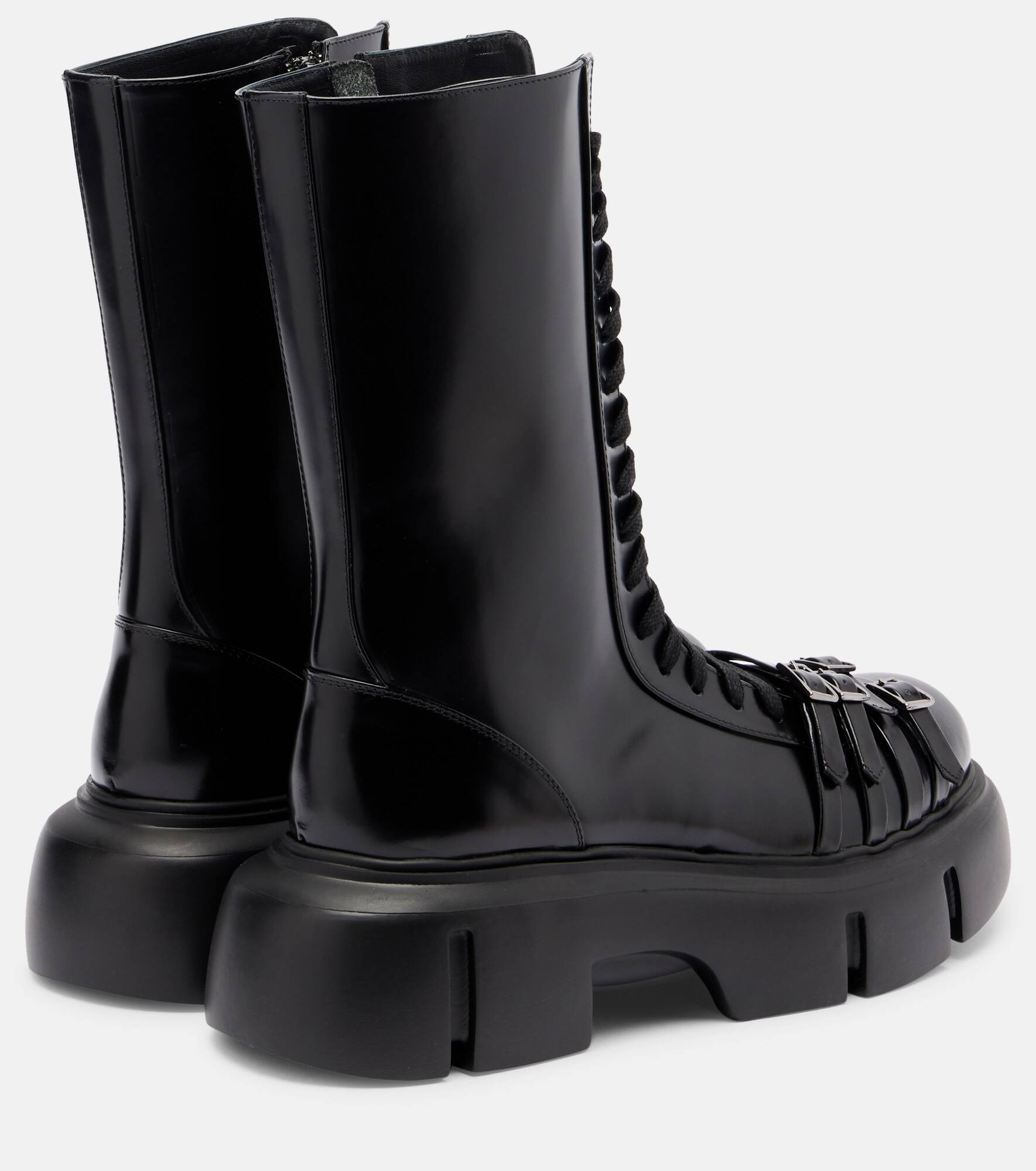 Platform leather combat boots - 2
