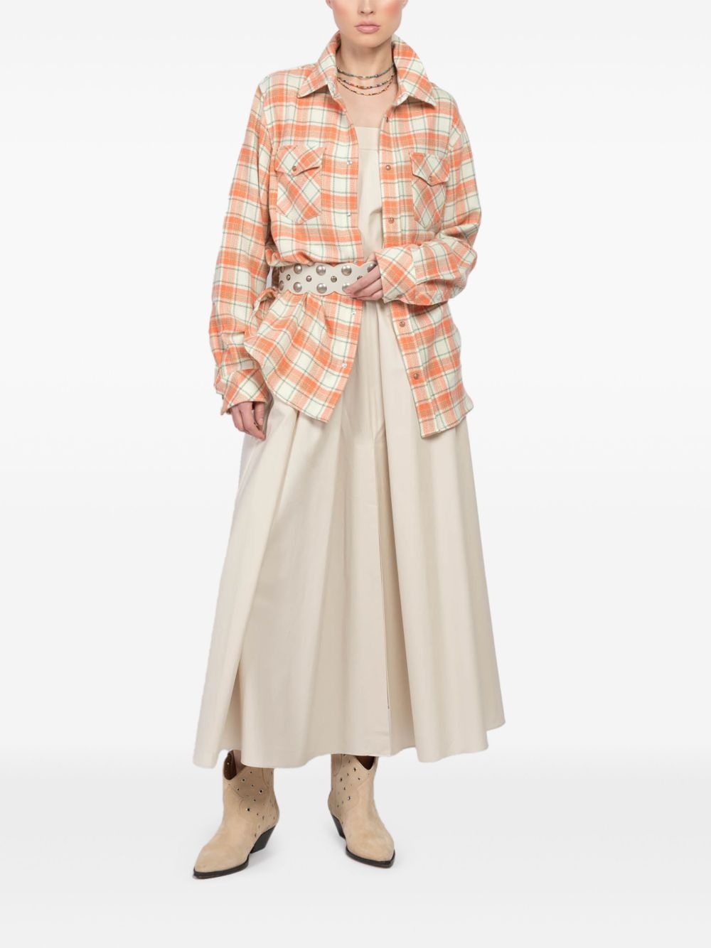 check-print cashmere overshirt - 3