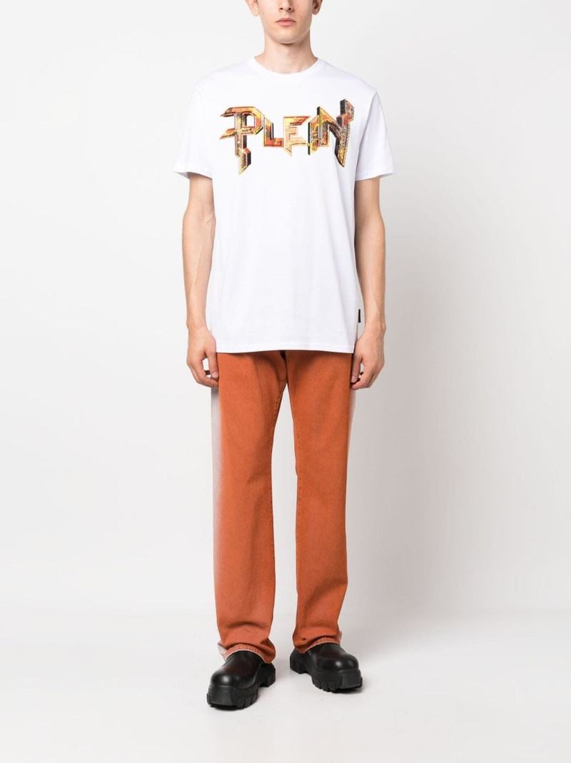 PHILIPP PLEIN crystal-embellished logo T-shirt outlook