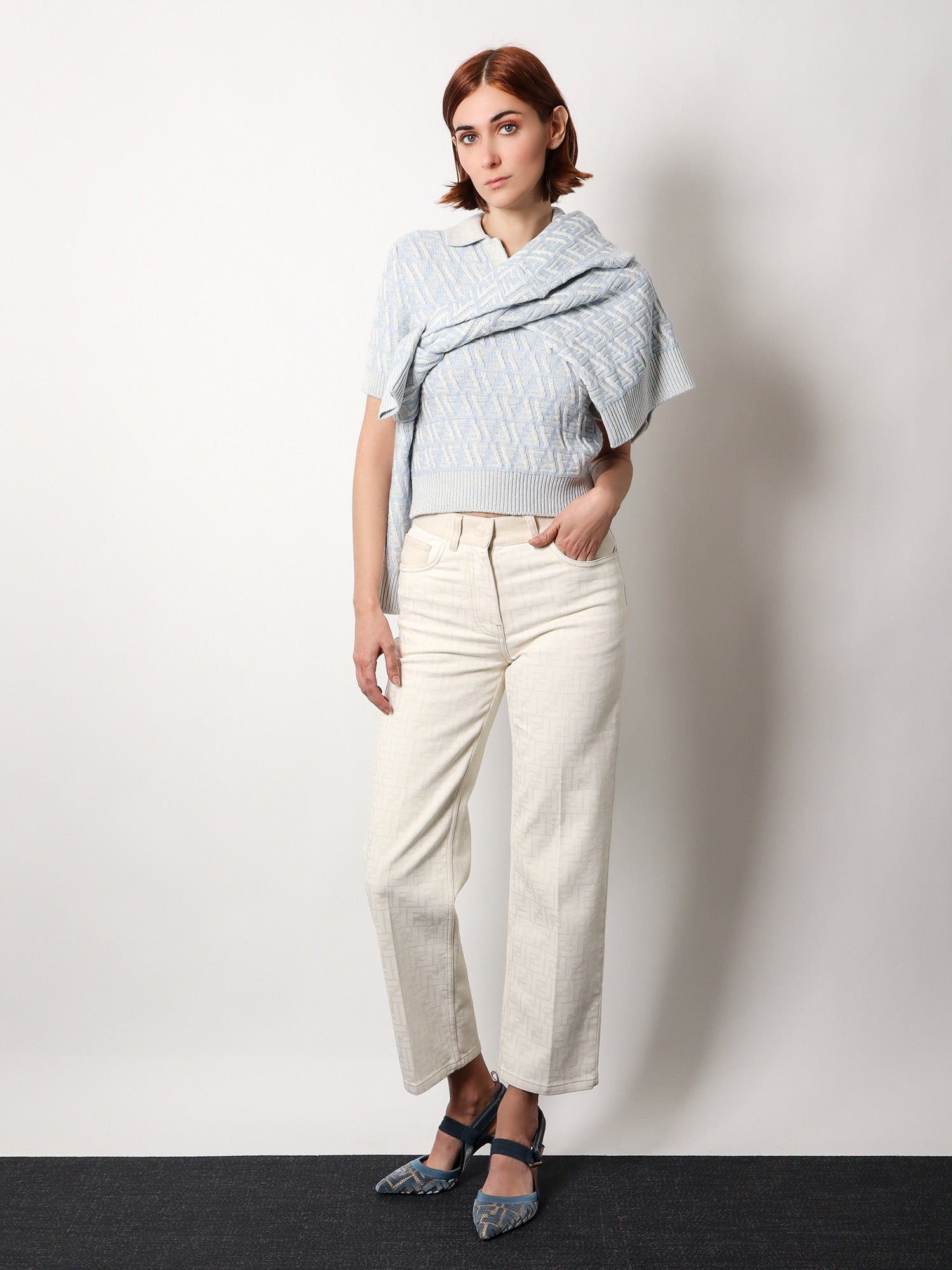 Fendi Ff Wool And Cashmere Crop Sweater - 2