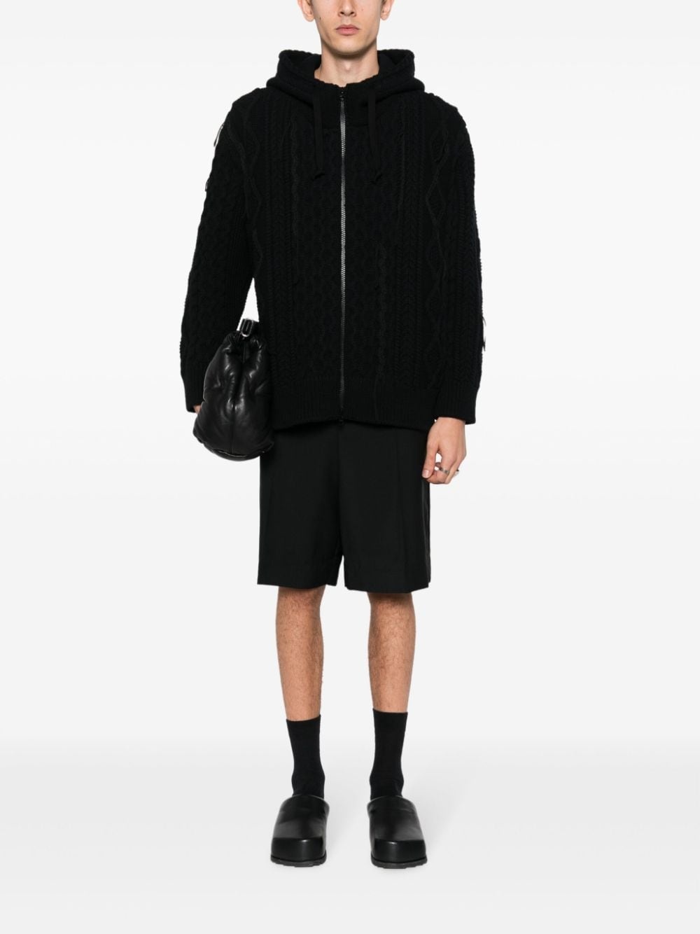 cable-knit drawstring hoodie - 2
