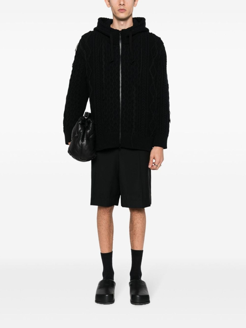 Junya Watanabe MAN cable-knit drawstring hoodie outlook