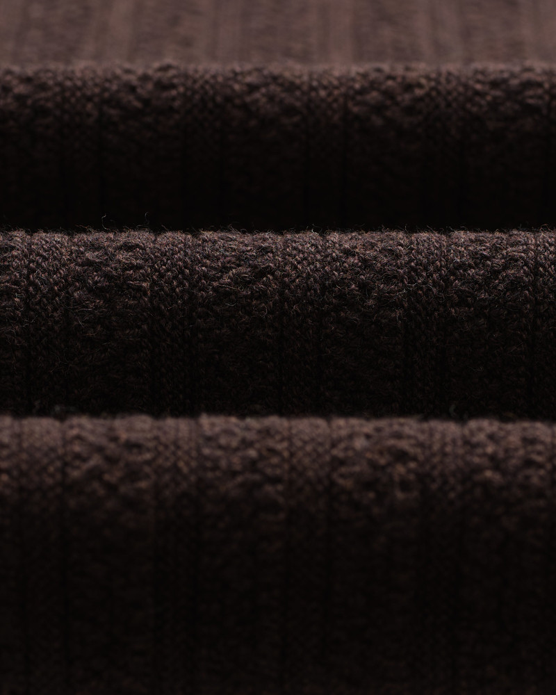 Bury - Dark Brown Stripe Zip Polo 9
