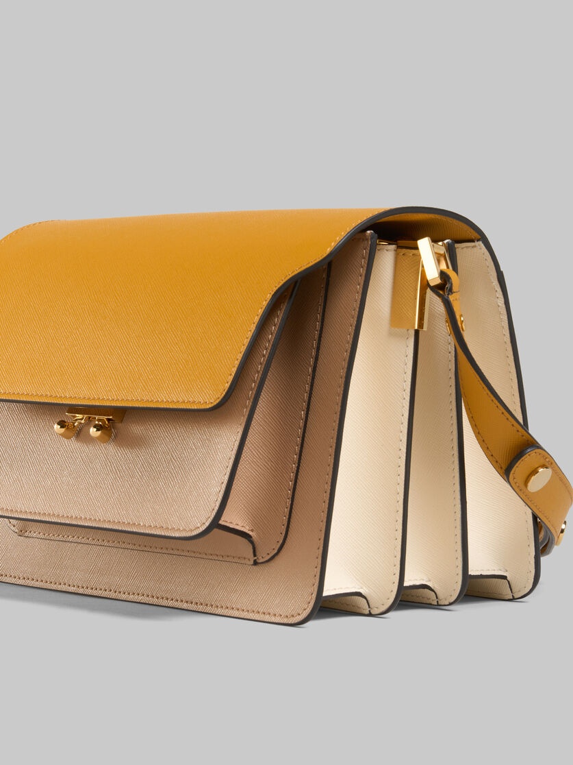 ORANGE BEIGE AND WHITE SAFFIANO LEATHER TRUNK BAG - 5