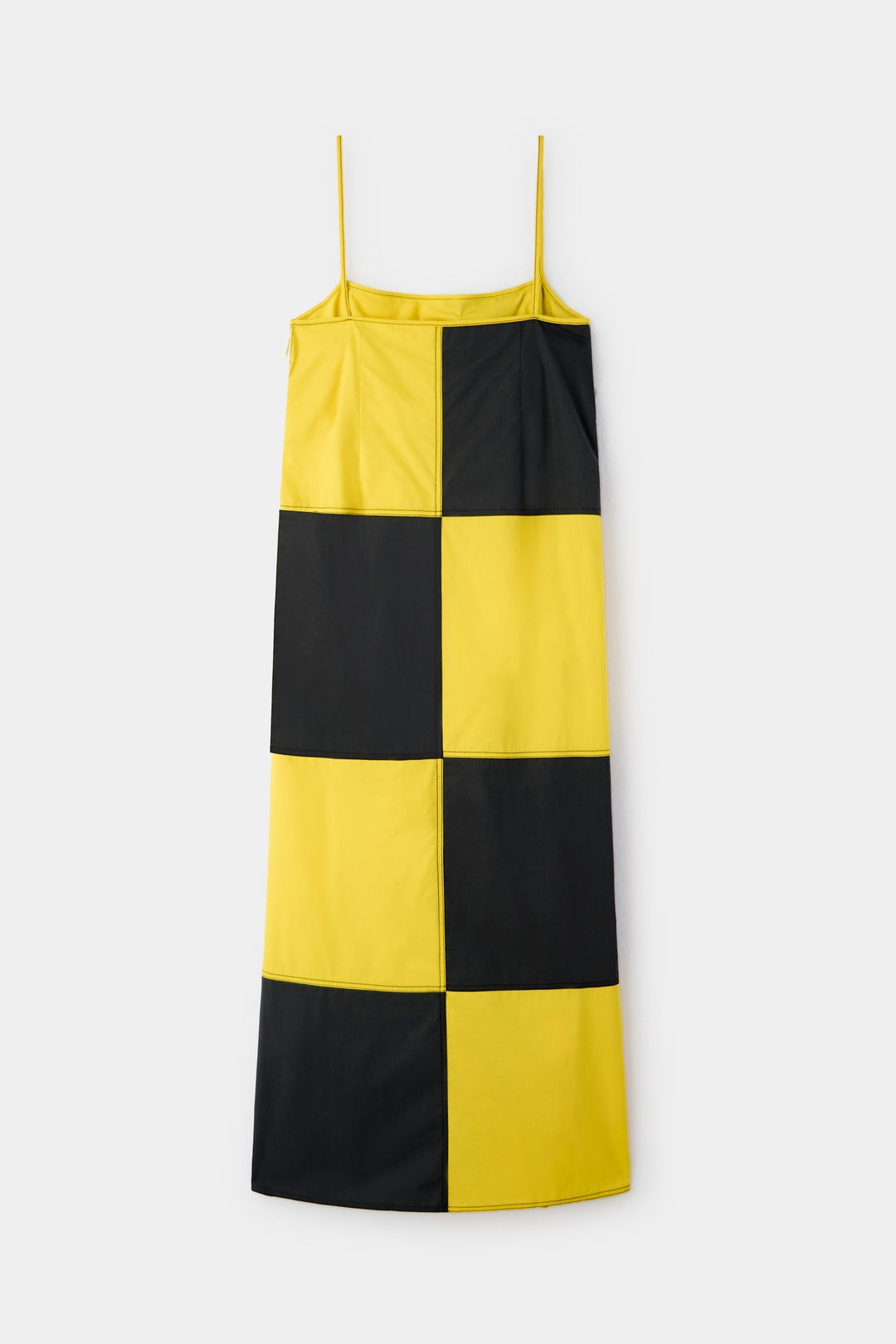CHESS STRAP DRESS / petrol blue & yellow - 3