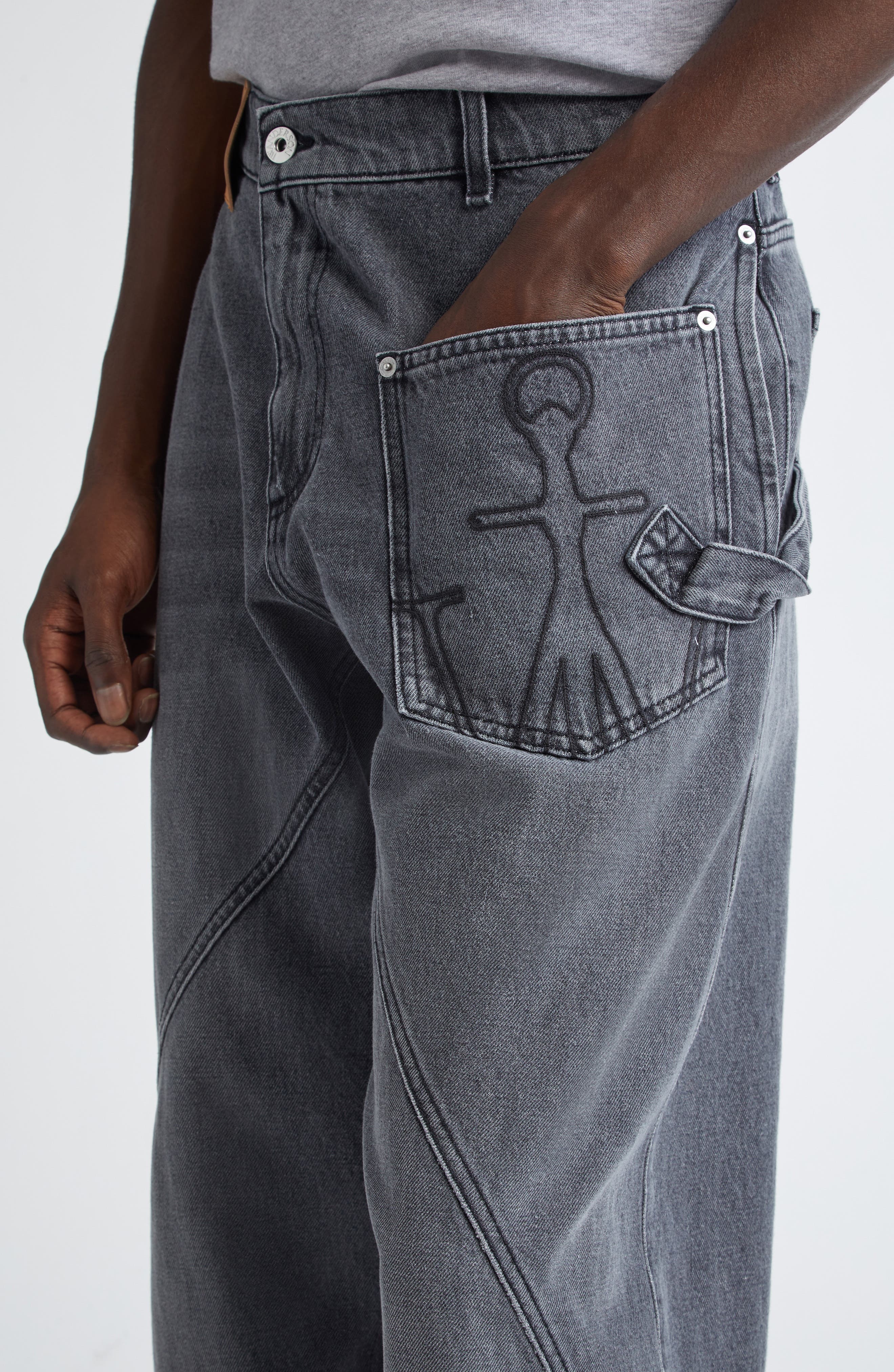 JW Anderson Twisted Workwear Jeans in Grey 929 at Nordstrom - 5