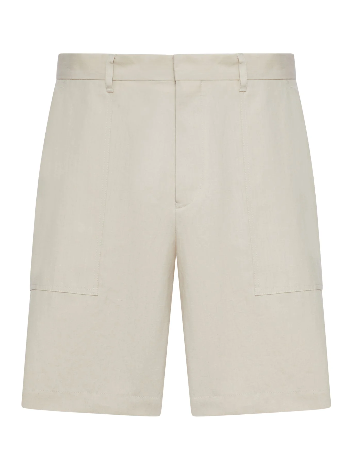 COTTON AND LINEN BLEND BERMUDA SHORTS - 1