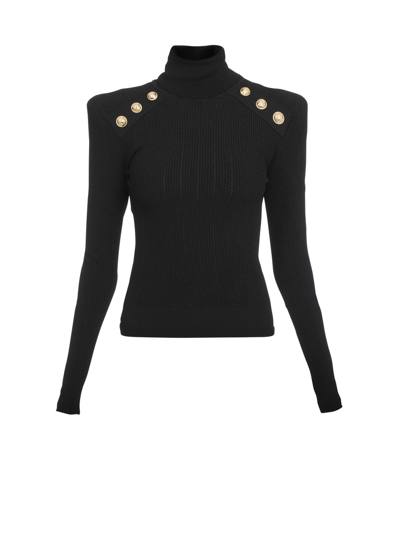 Knit jumper with gold buttons 1